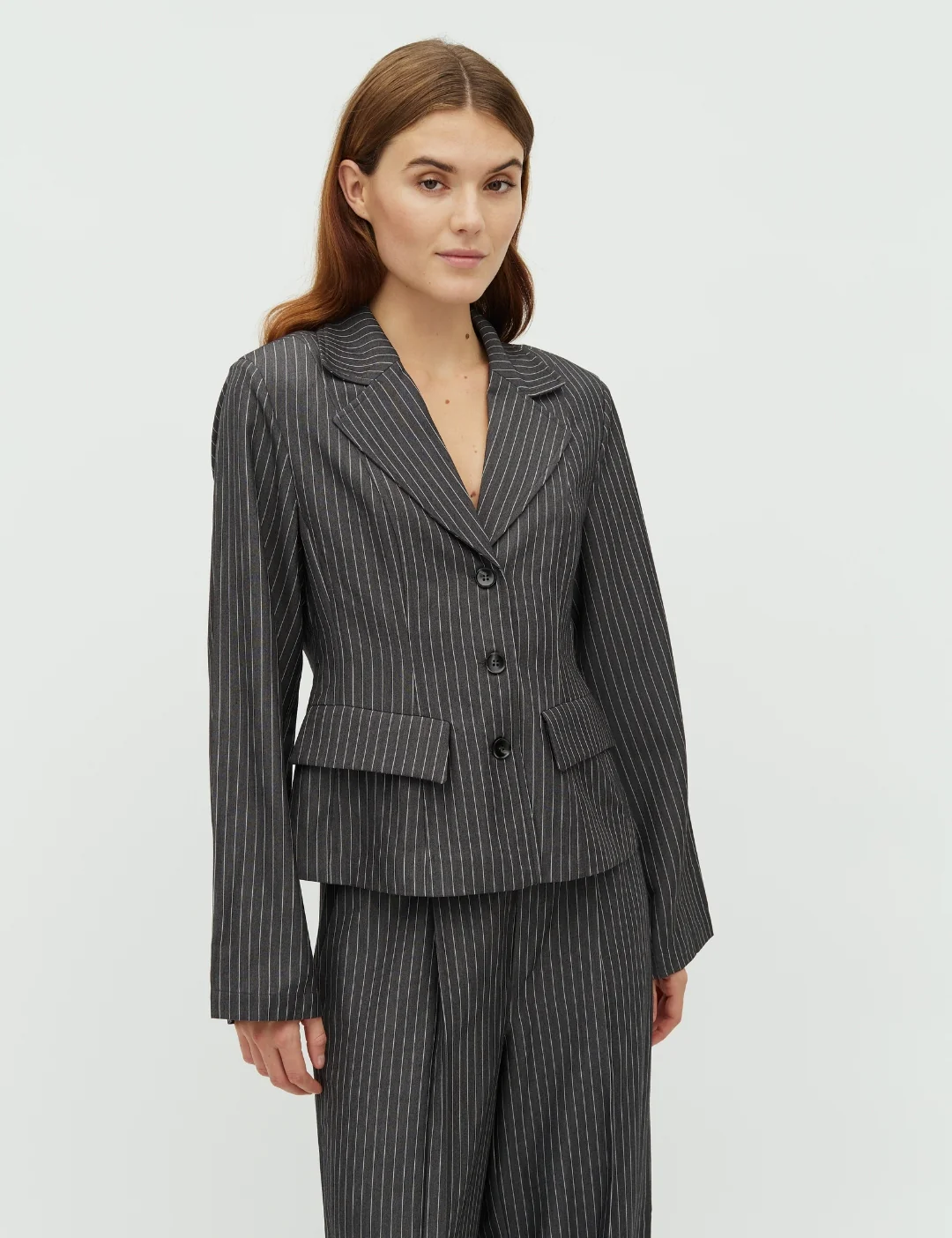 Anathea-M Blazer - Grey Pinestripe