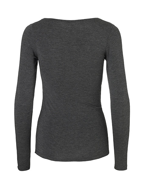 Anna Basic Top - Dark Grey Melange - Image 2