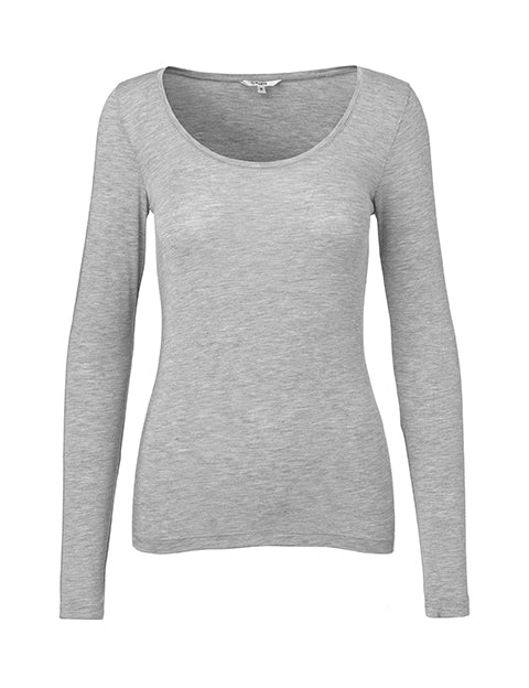 Anna Basic Top - Light Grey Melange