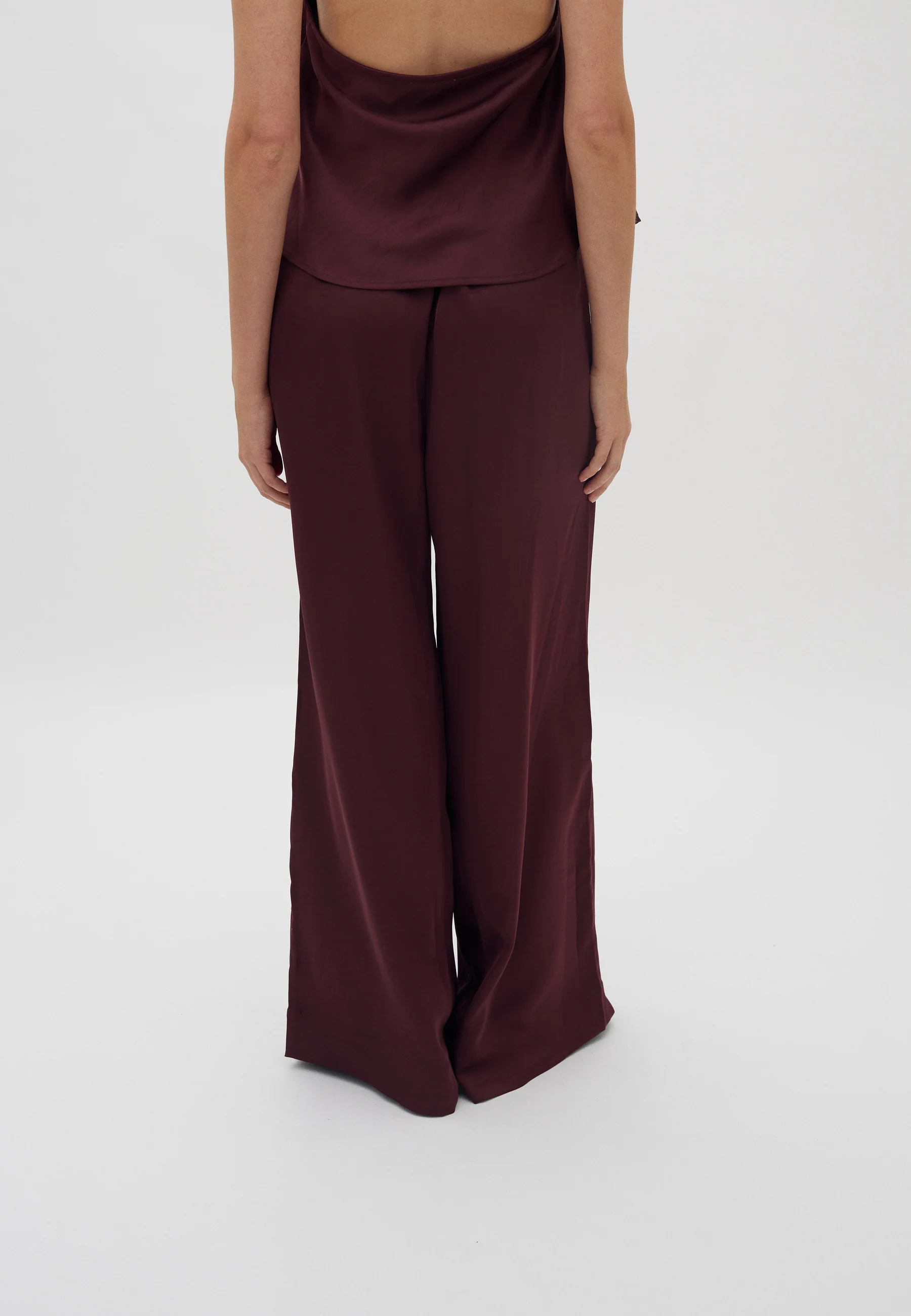 Asaka-M Satin Trousers - Bordeaux - Image 4