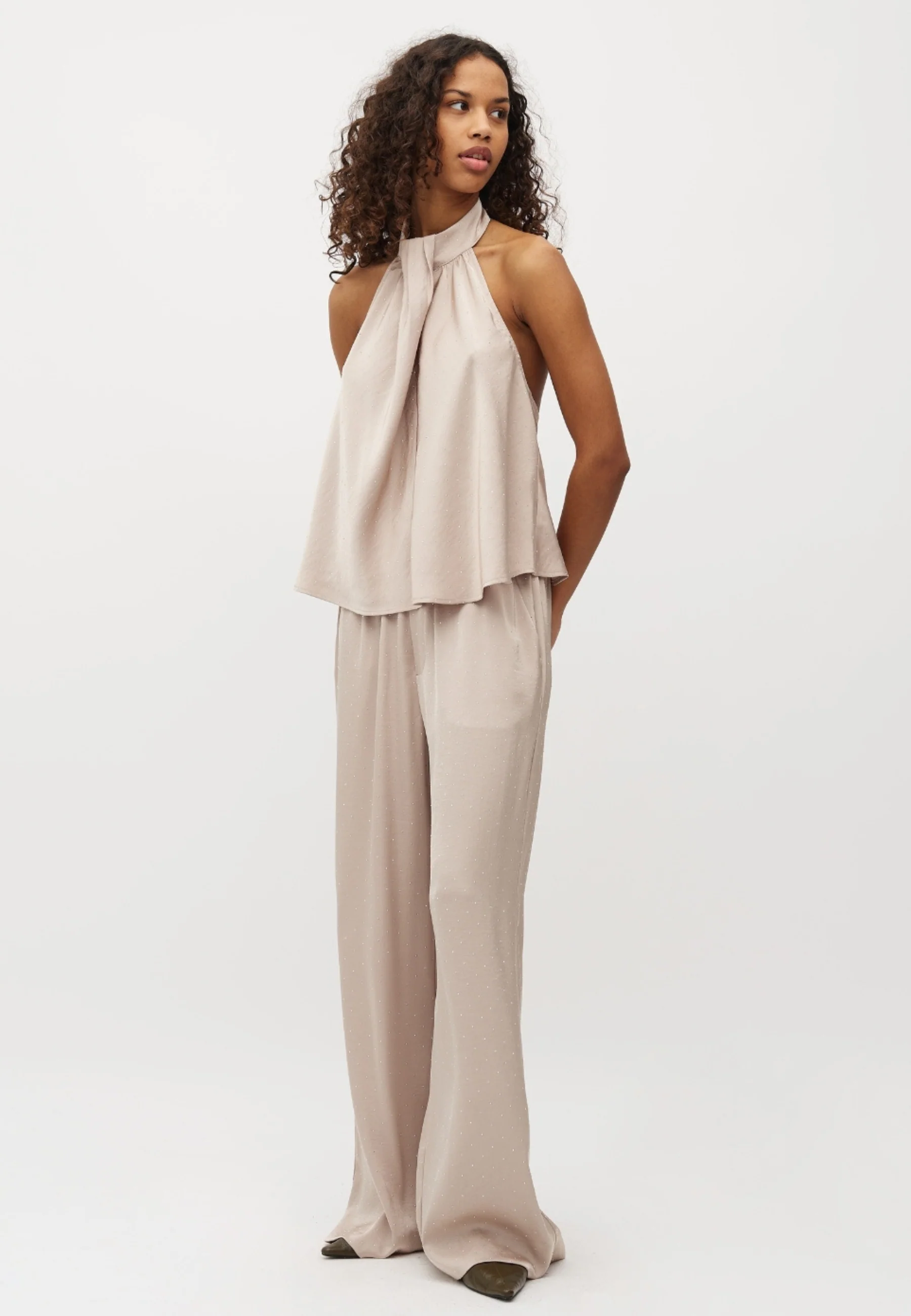 Asaka-M Satin Trousers - Light Sand