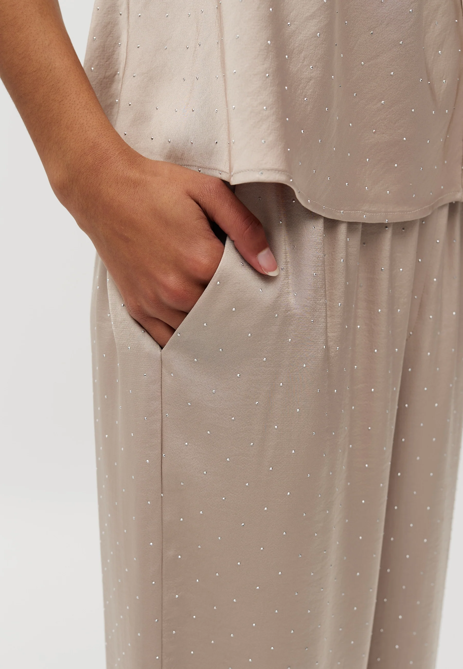 Asaka-M Satin Trousers - Light Sand - Image 2
