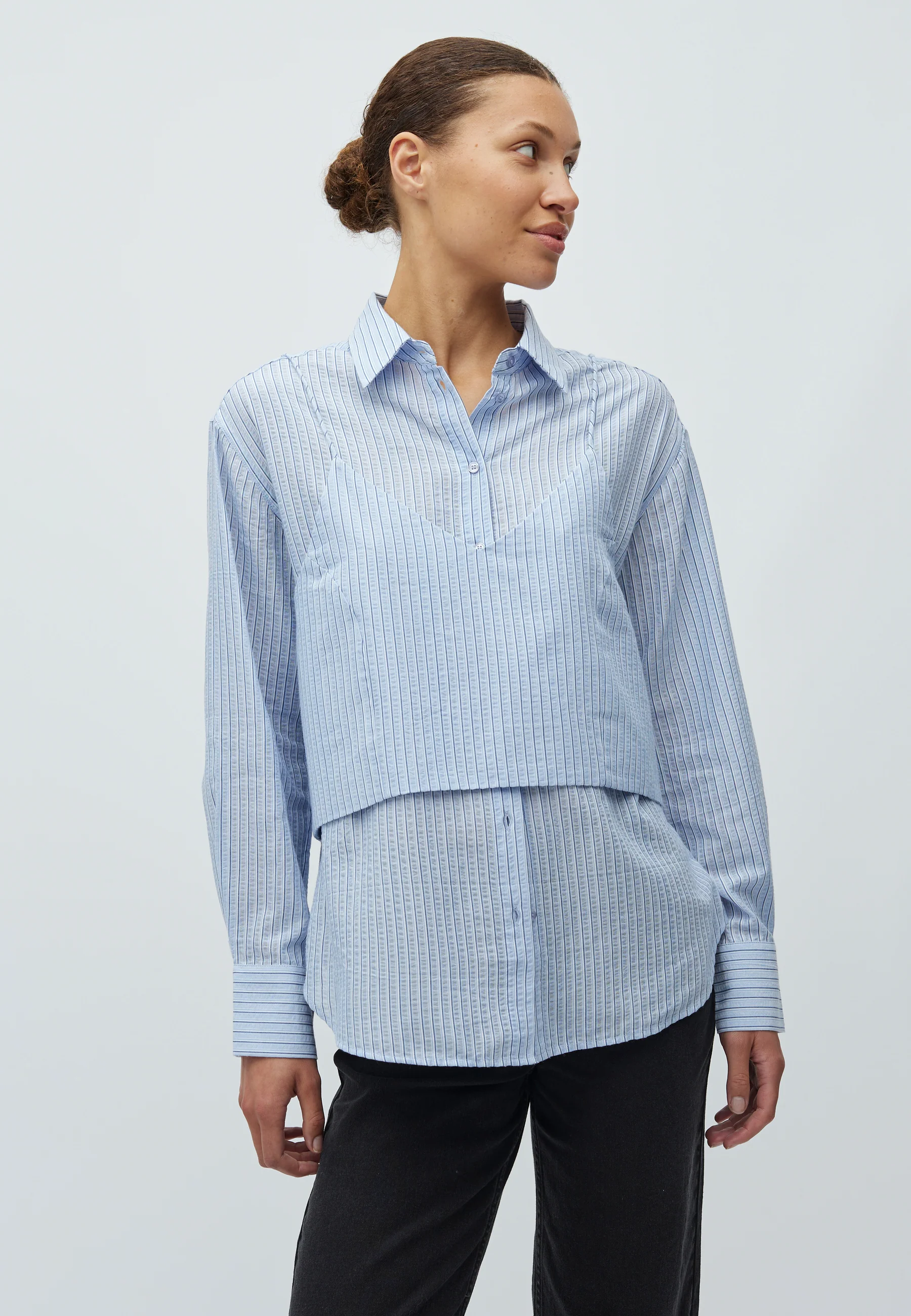 Aulora-M Shirt - Light Blue White Stripe