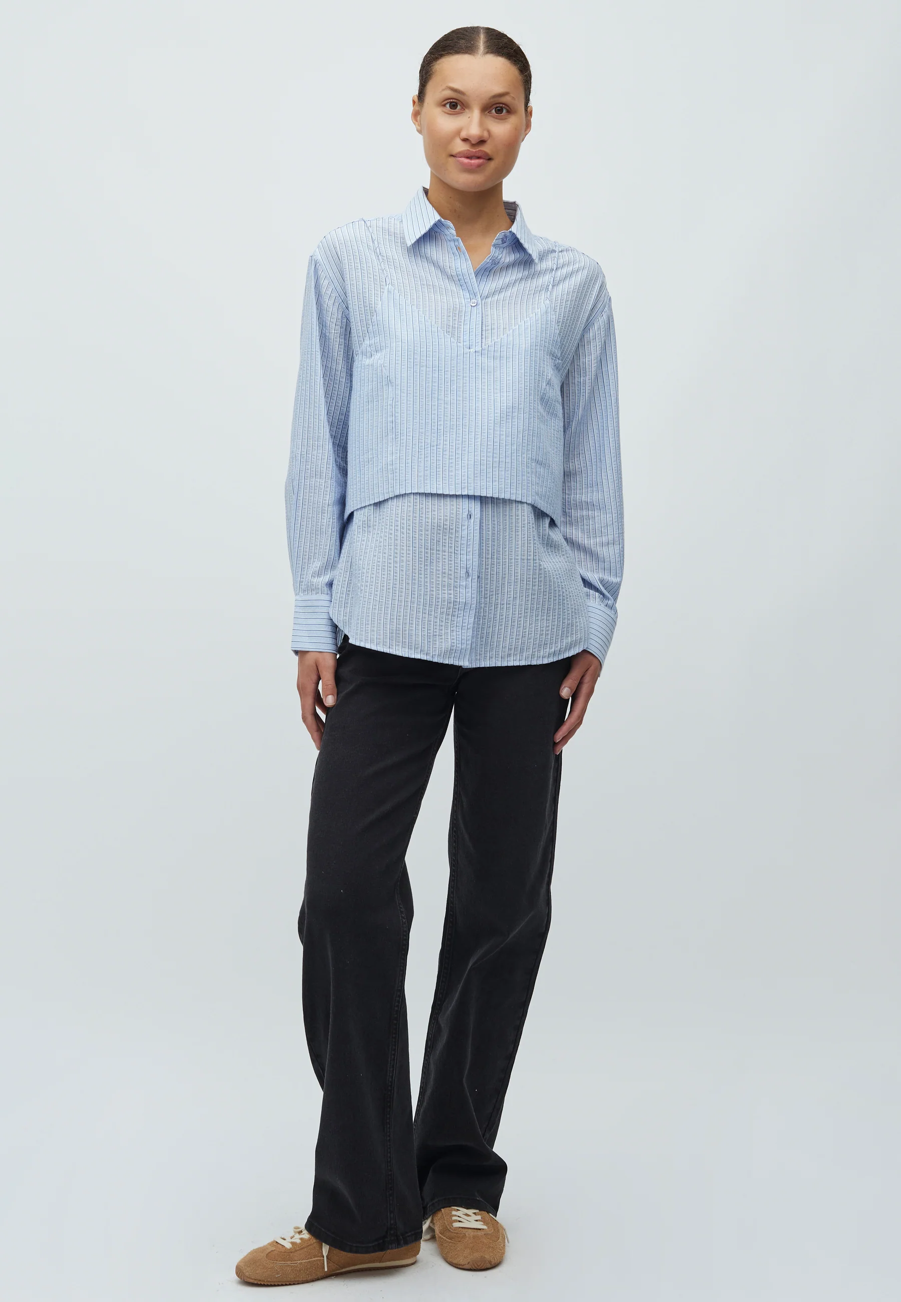 Aulora-M Shirt - Light Blue White Stripe - Image 3