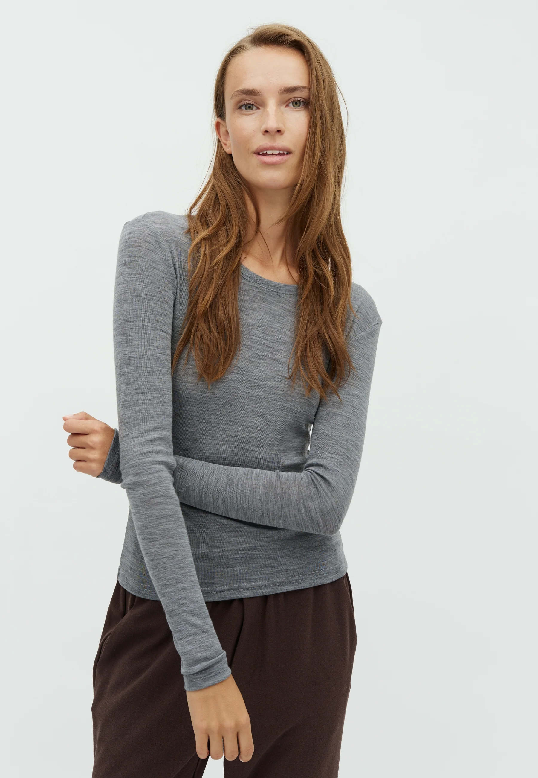 Christina-M Basic Top - Medium Grey Melange