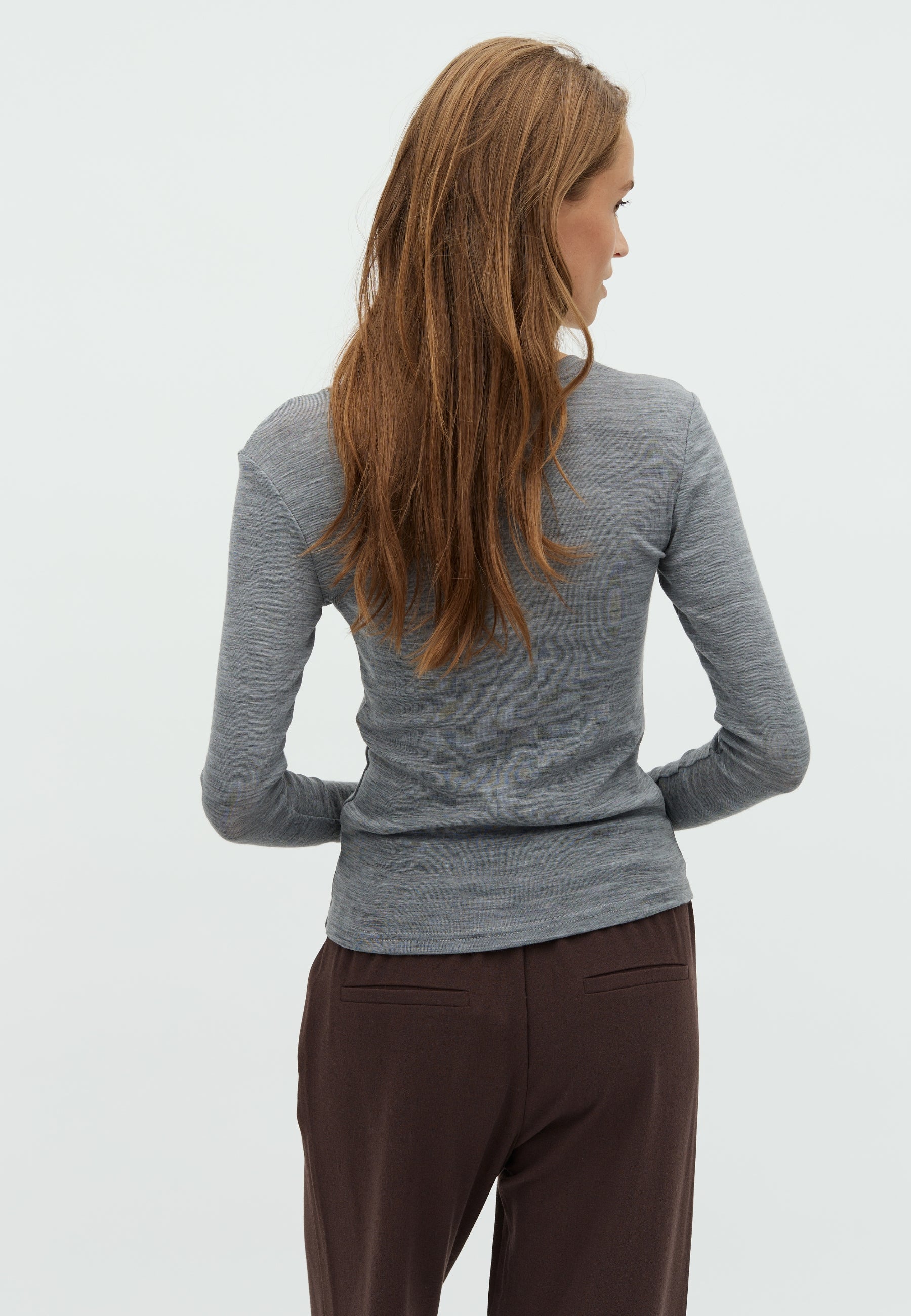 Christina-M Basic Top - Medium Grey Melange - Image 3