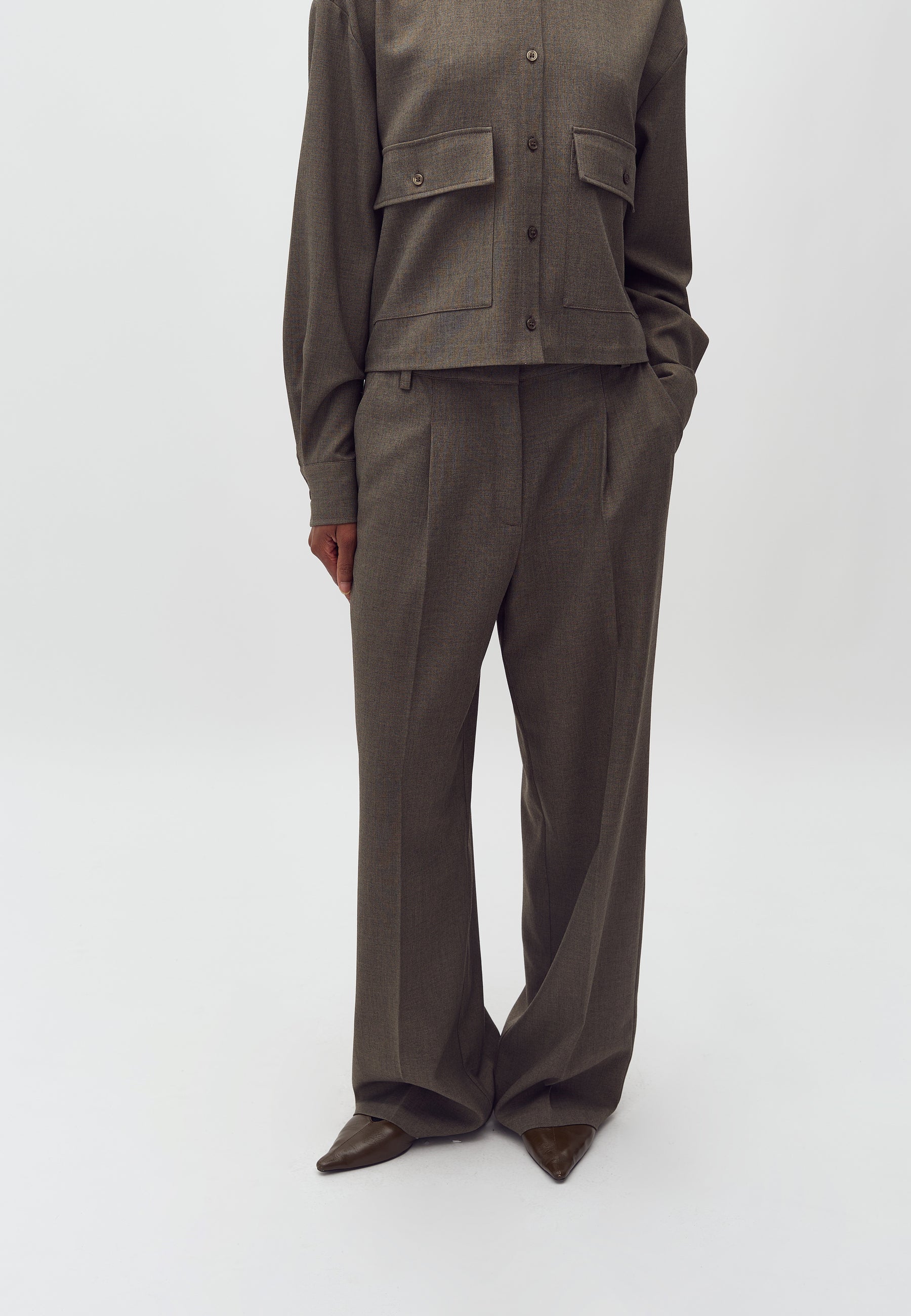 Cristiana Long-M Trousers - Deep Green Melange