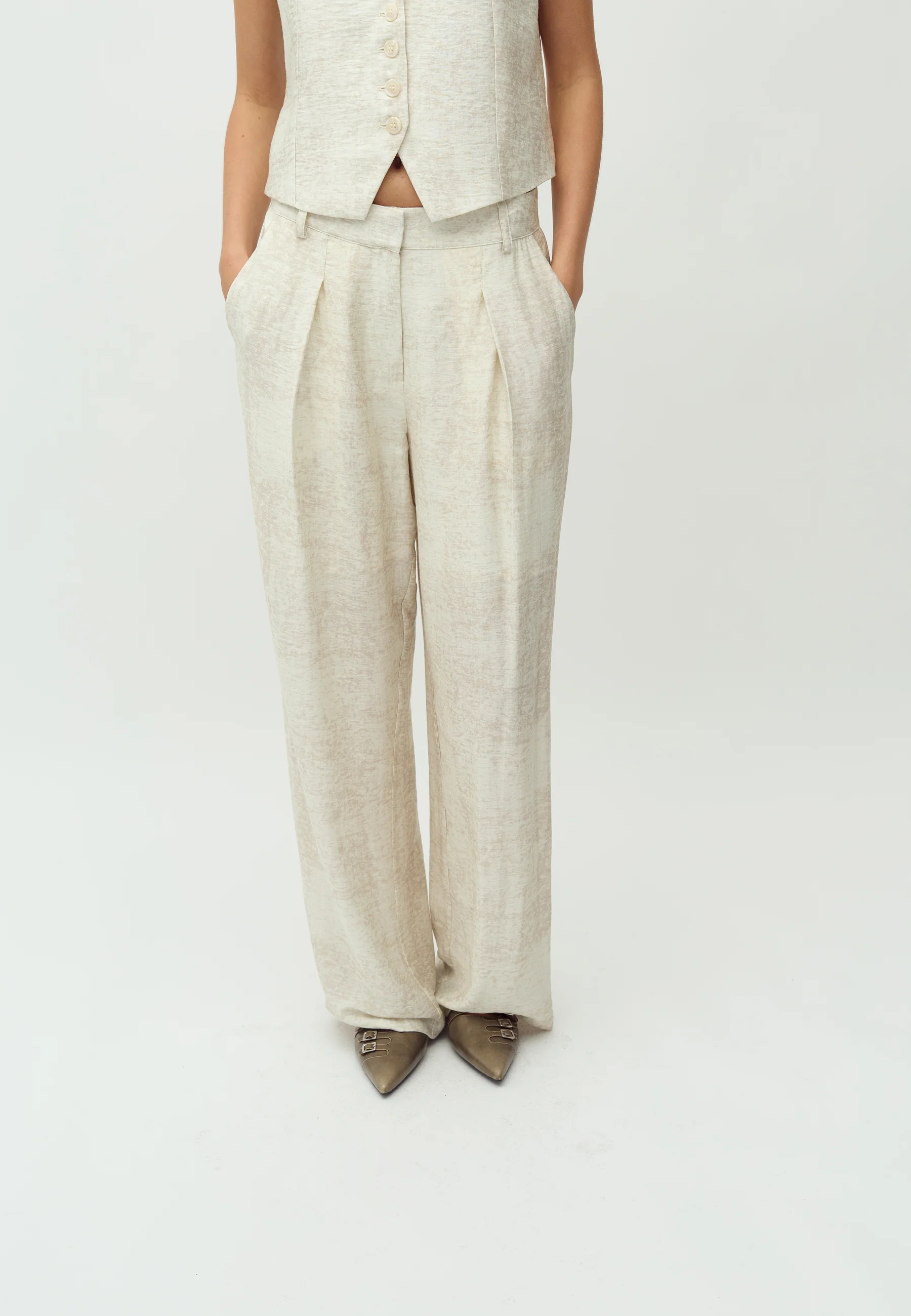 Cristiana Long-M Trousers - Oyster Valana Print - Image 2