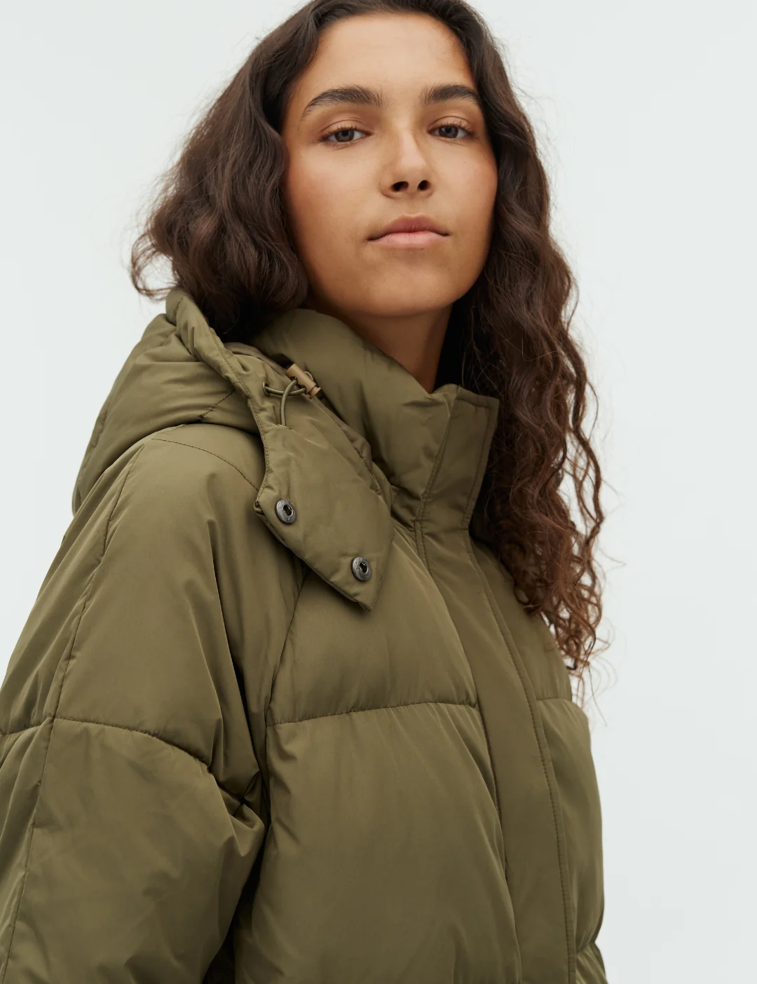 Ela Slit Puffer Jacket - Warm Olive - Image 2