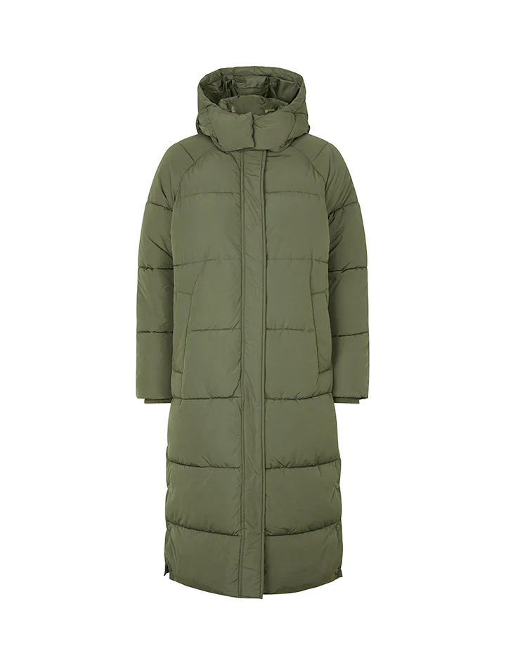 Ela Slit Puffer Jacket - Warm Olive - Image 4