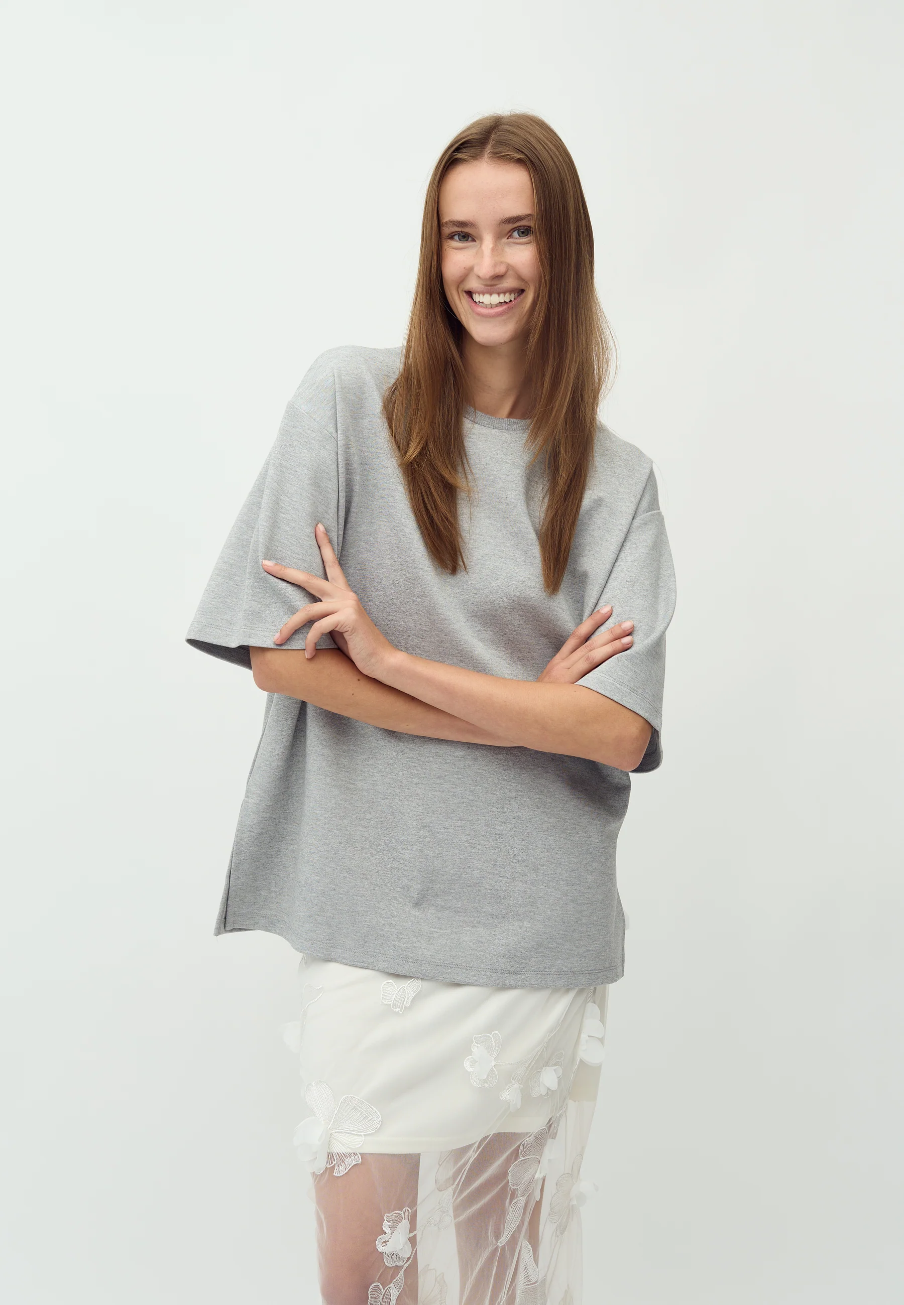 Emrylis-M T-shirt - Light Grey Melange