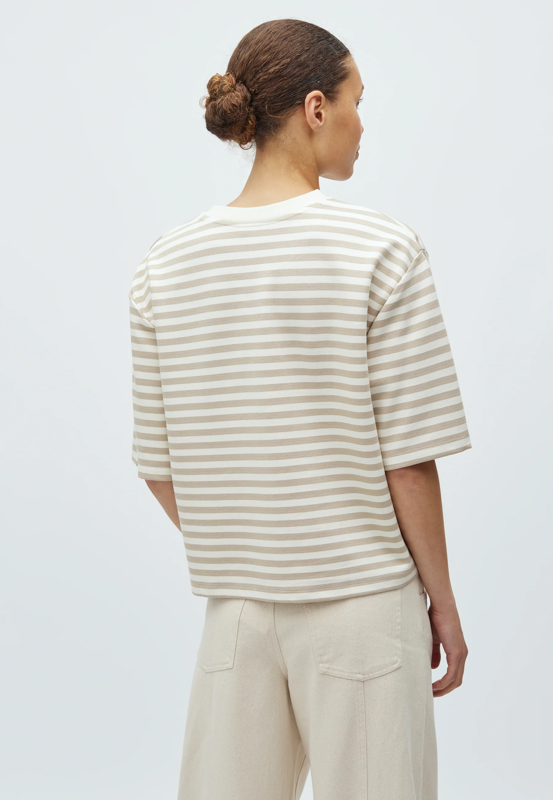 Emrys-M T-shirt - Island Fossil Sugar Stripe - Image 3