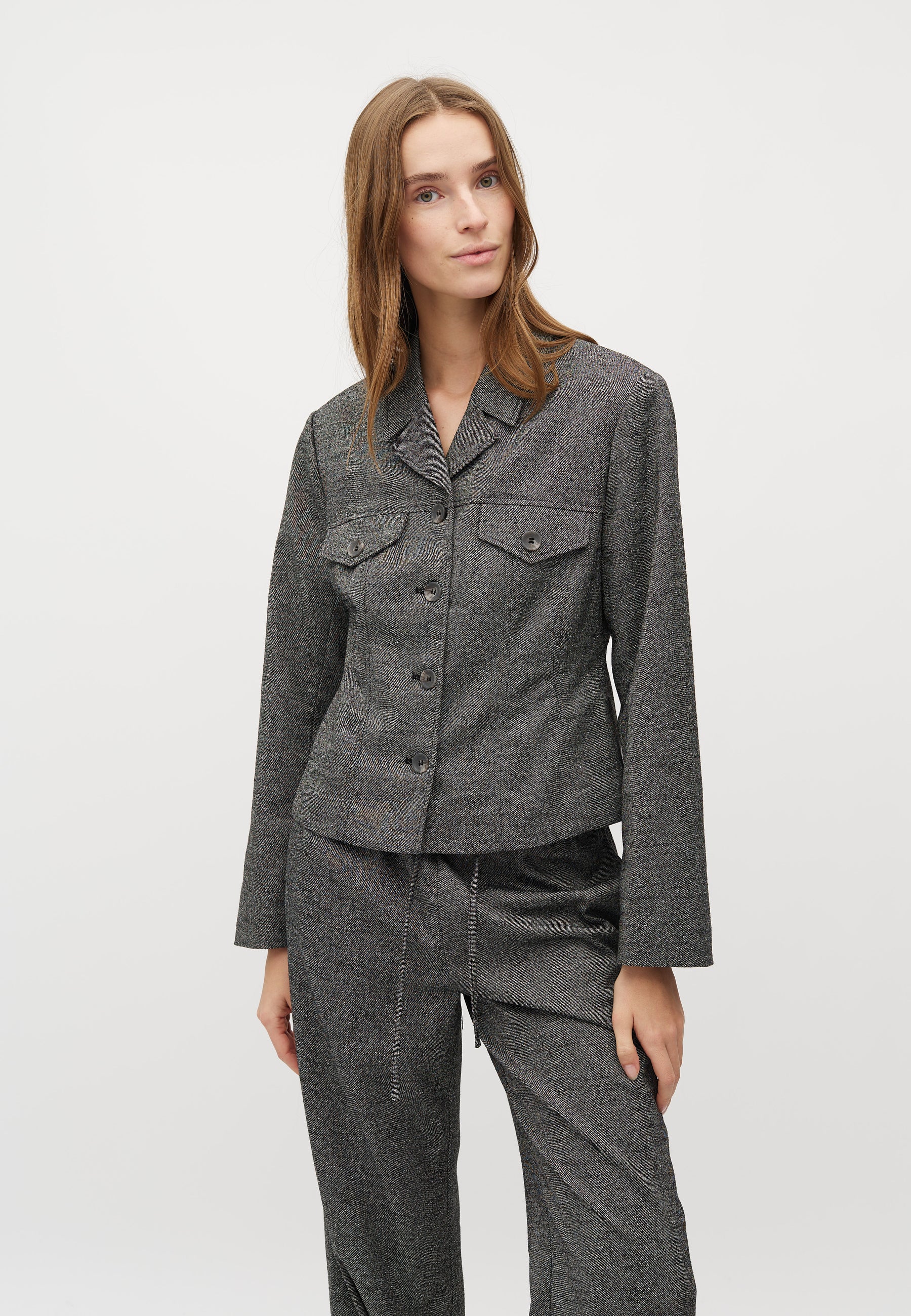 Fergi-M Blazer Shirt - Charcoal Melange