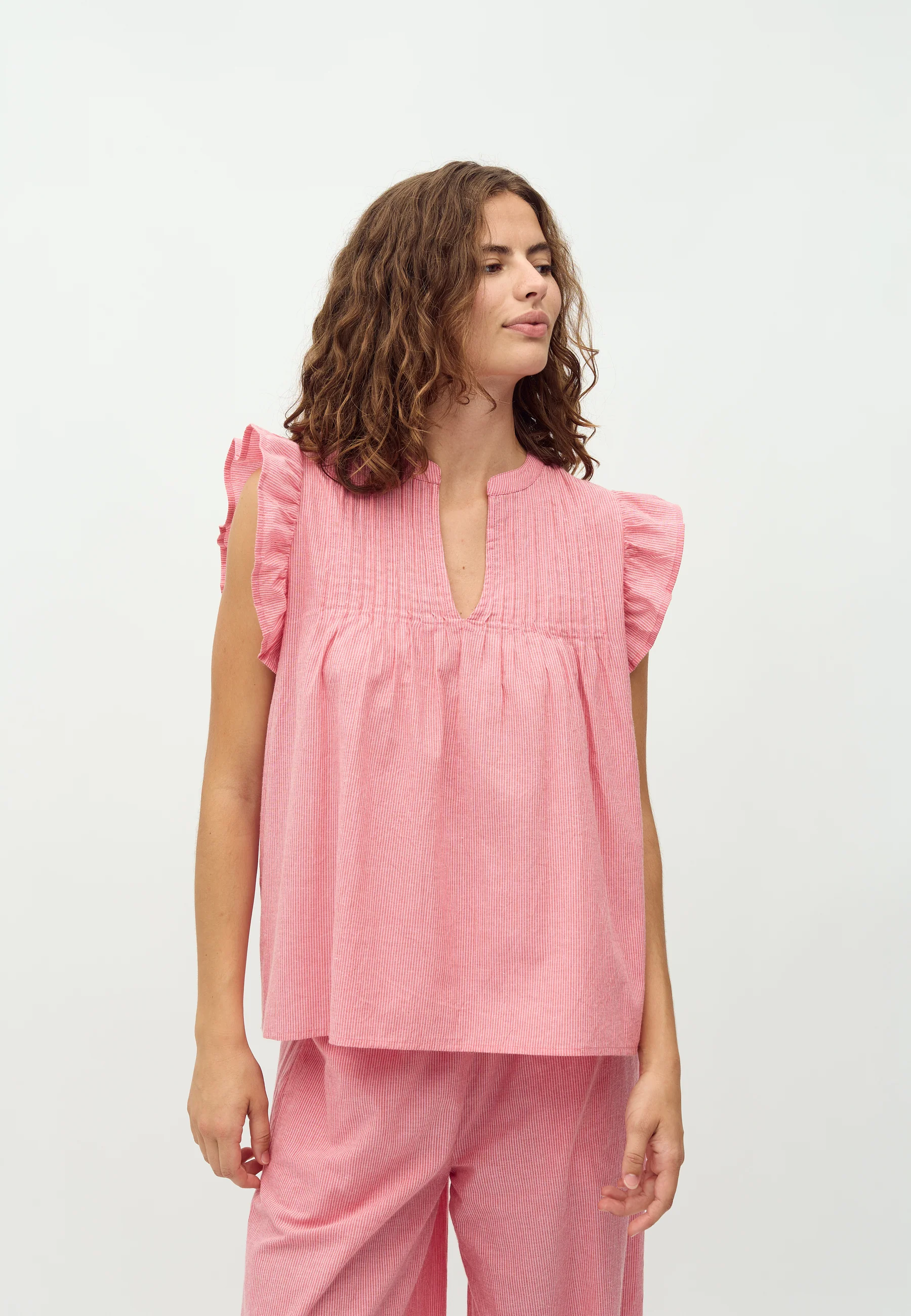 Gemala-M Top - Pink Red Stripe - Image 2