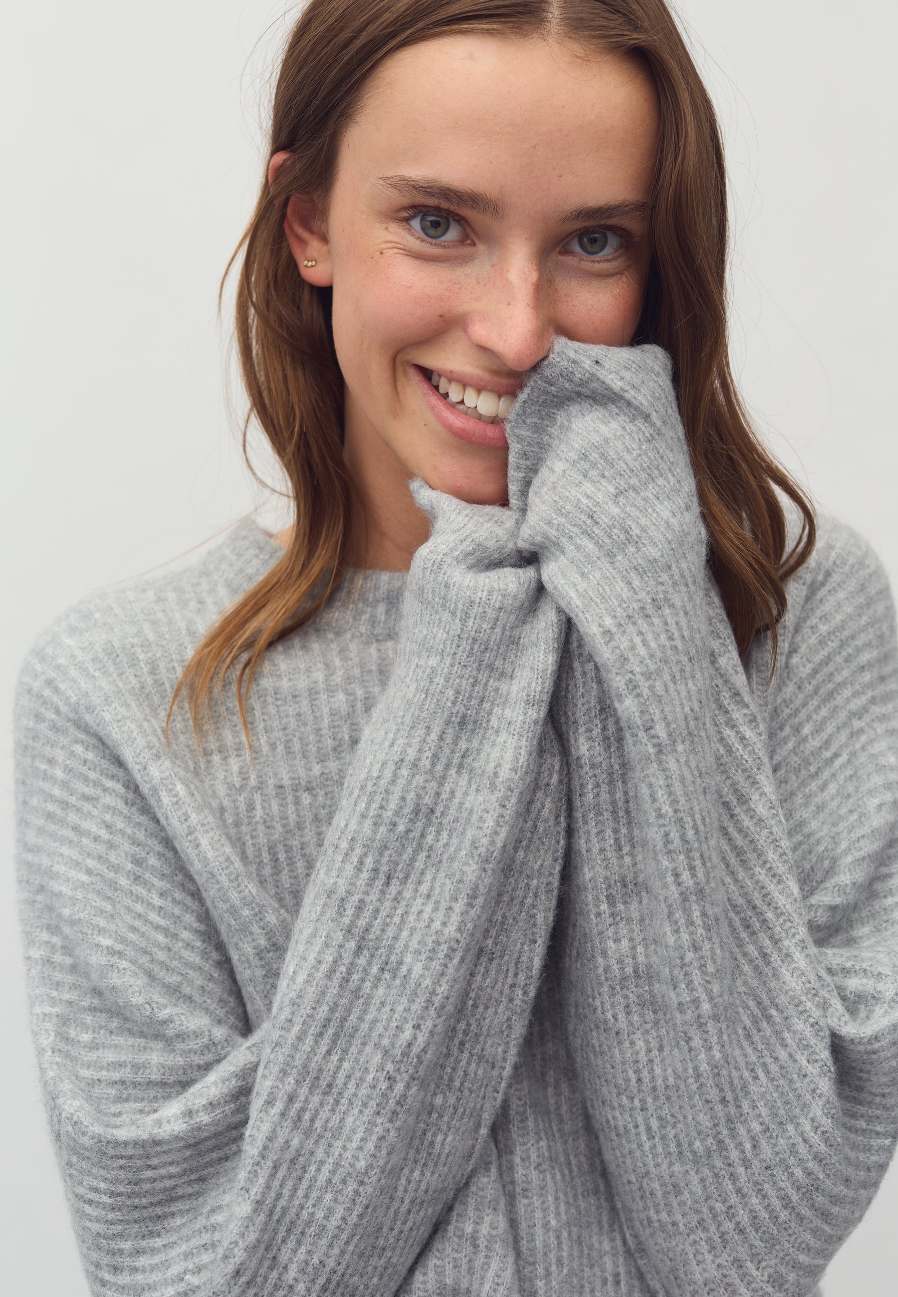 Gillian Knit Sweater - Light Grey Melange - Image 3