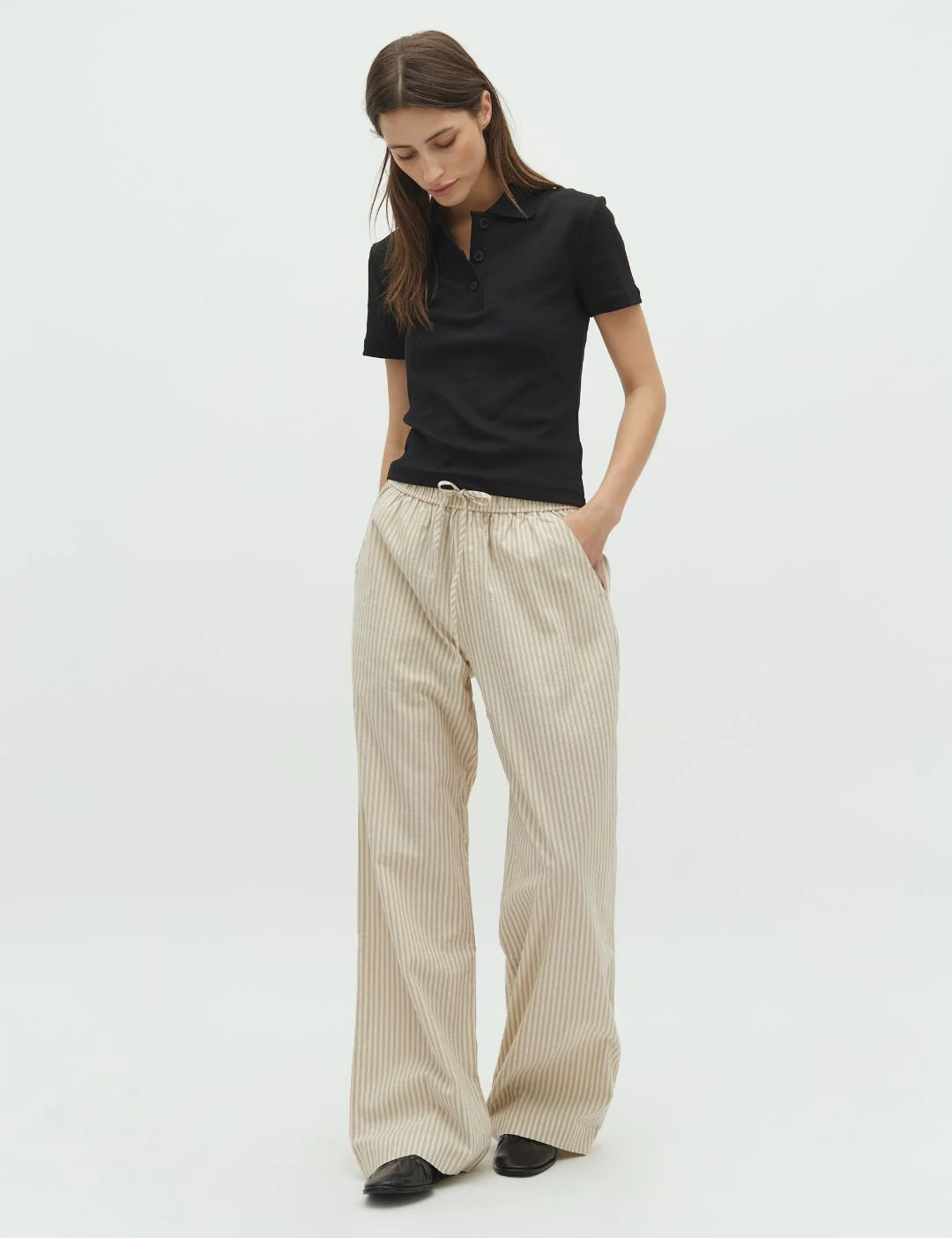 Grasielle-M Trousers - Sugar Sand Stripe