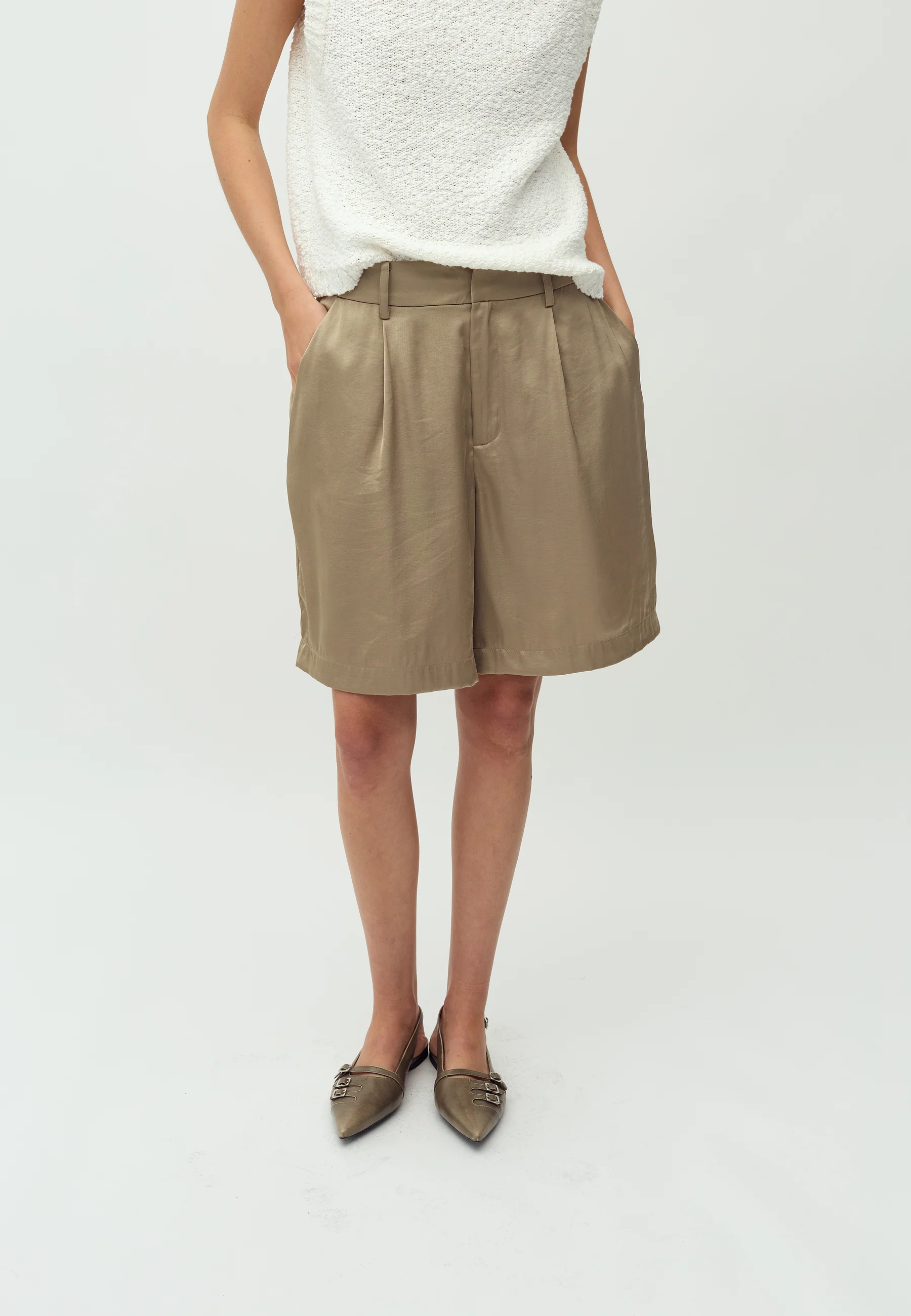 Guri-M Satin Shorts - Sand Grey - Image 3