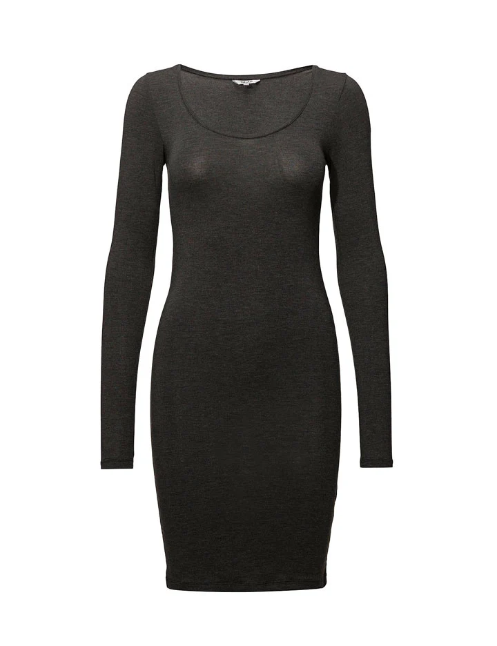 Hanna Basic Dress - Dark Grey Melange