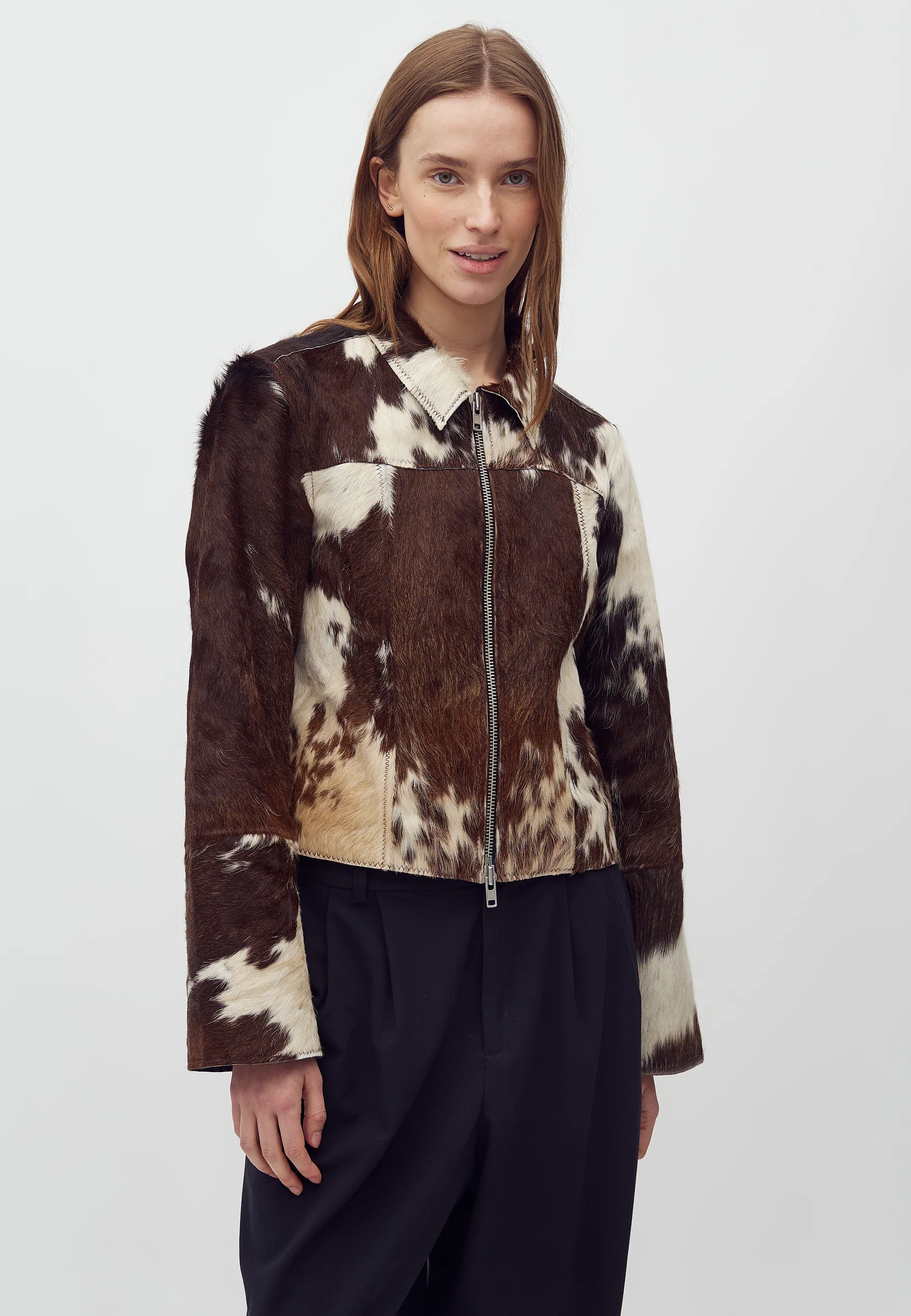 Joline-M Cow Leather Jacket - Brown Cow