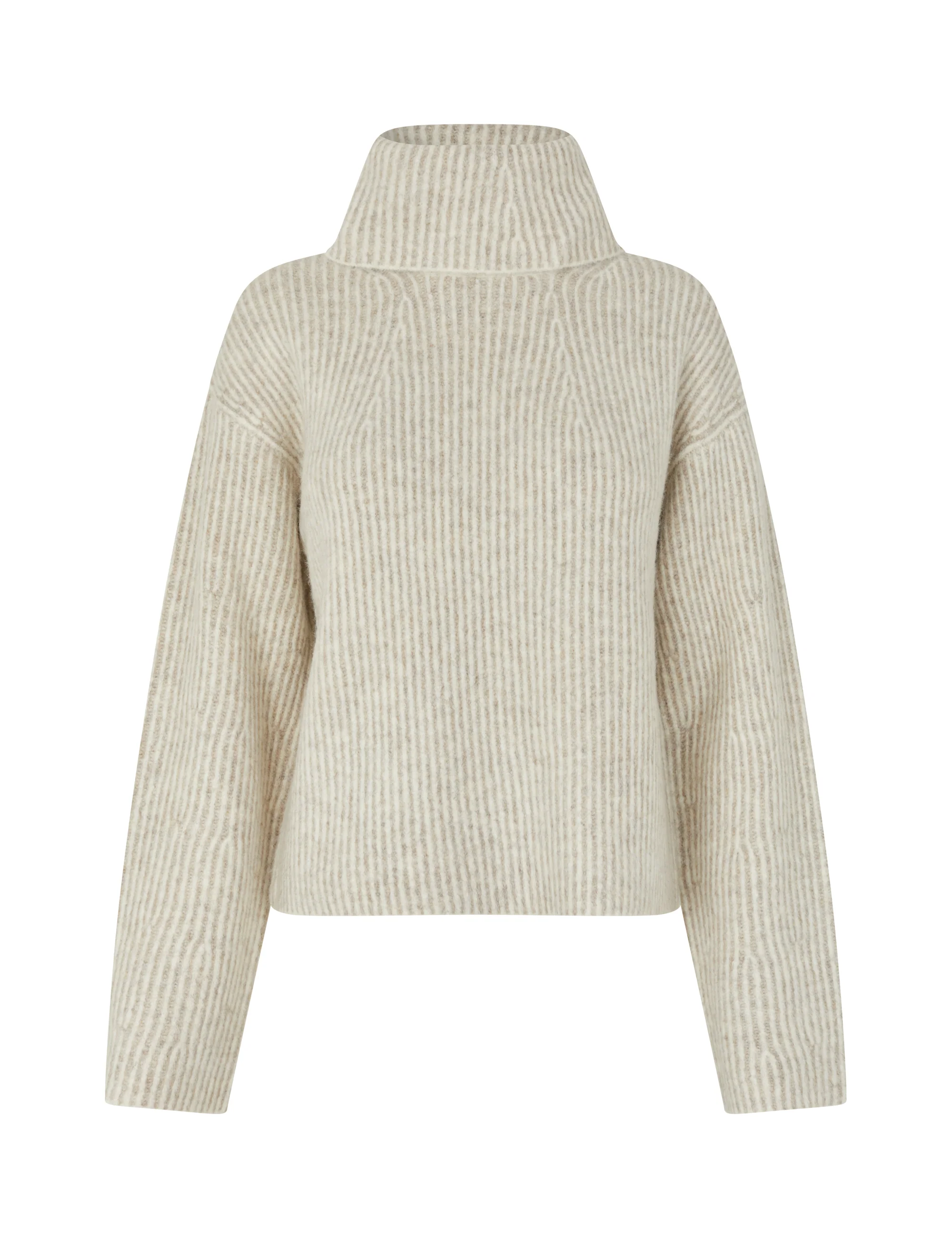 Kemina-M Turtleneck Sweater - Light Grey Stripe - Image 4