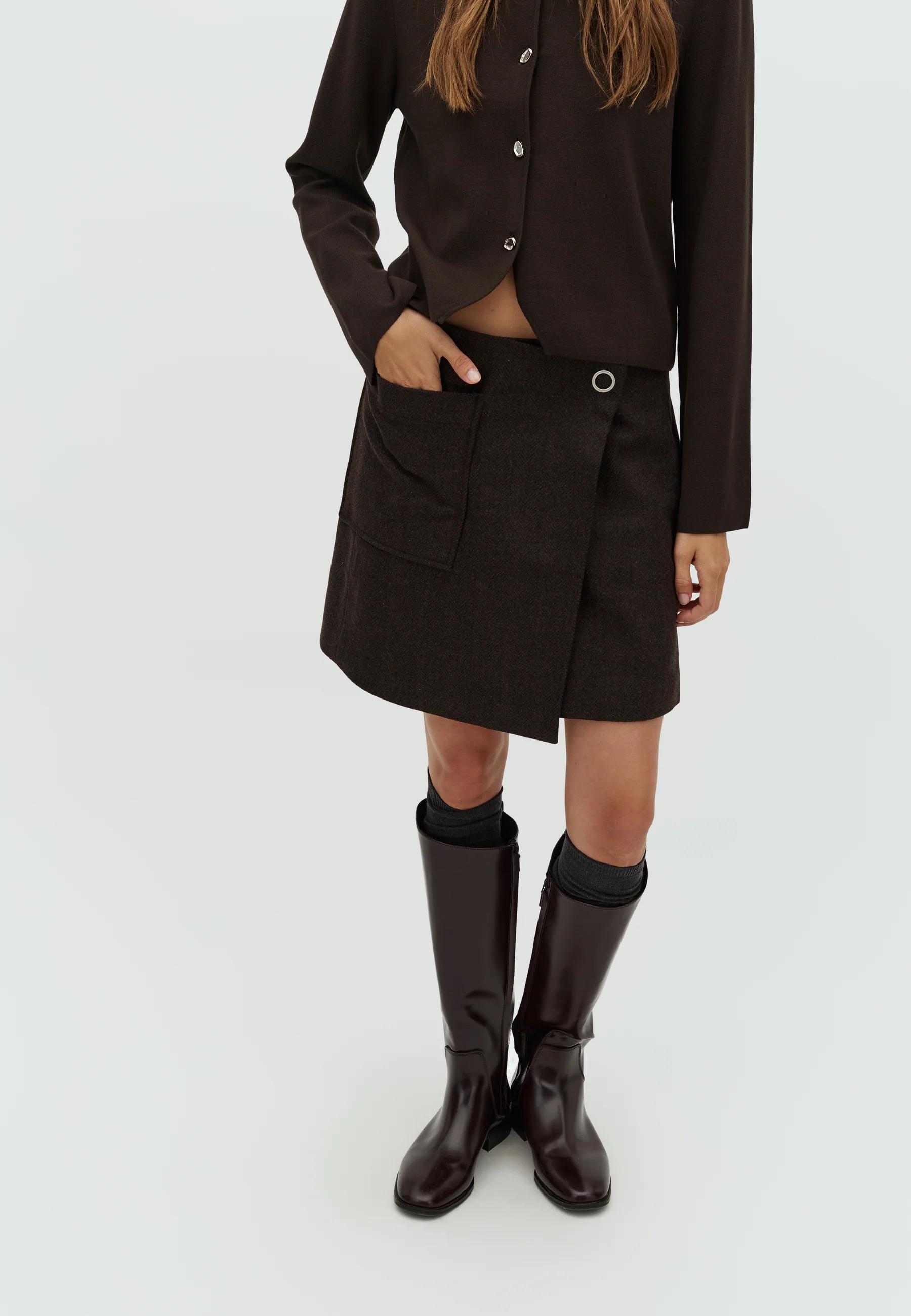 Keya-M Skirt - Brown Black Twill - Image 2