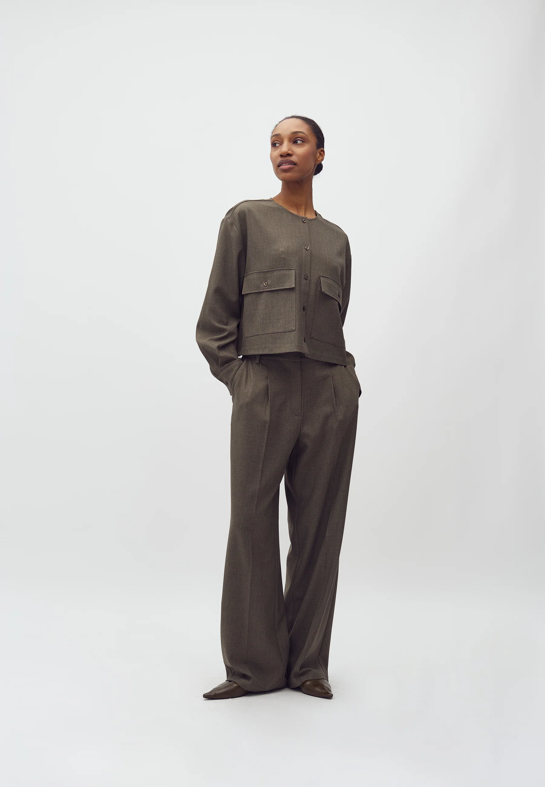 Lican-M Blouse - Deep Green Melange