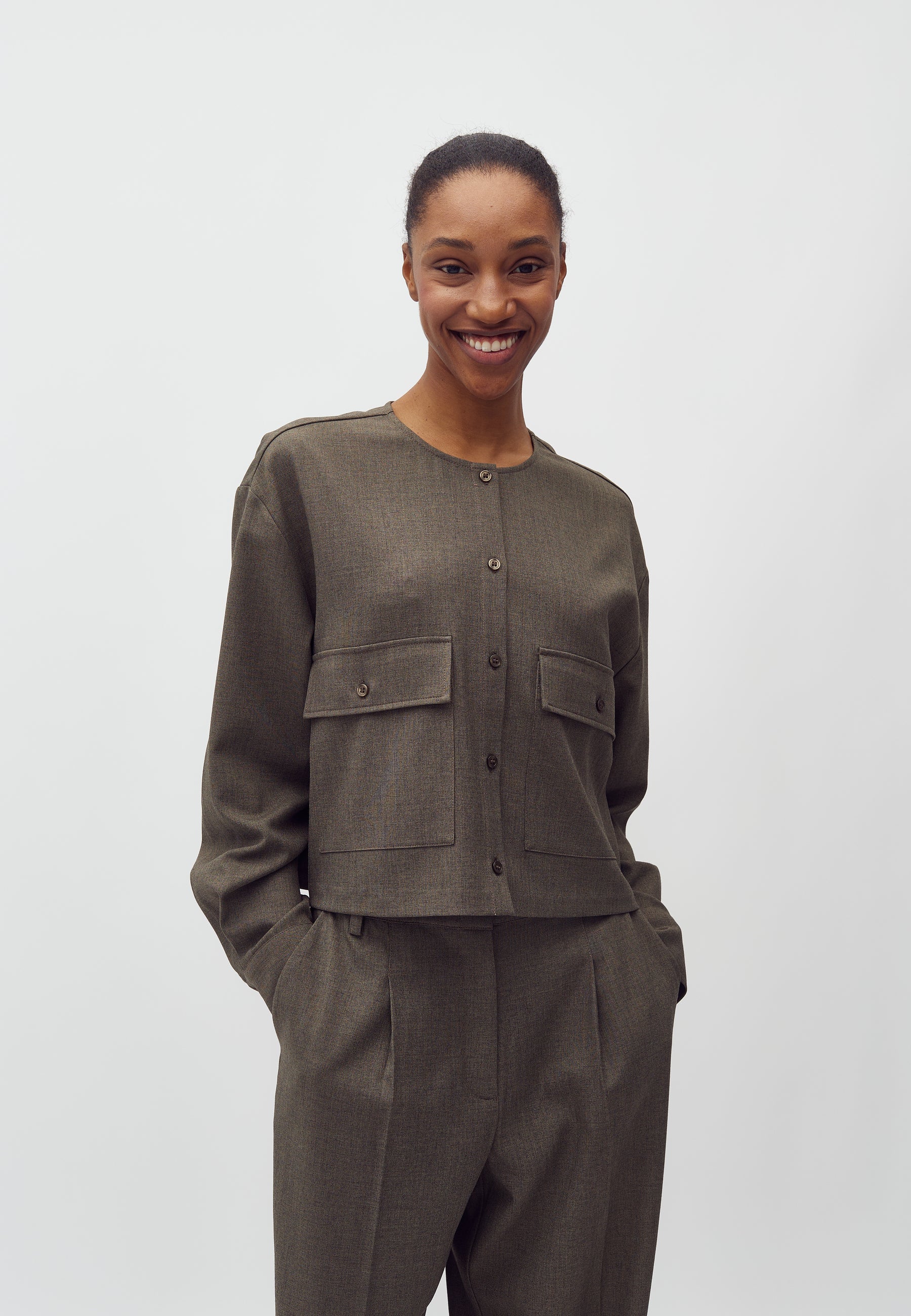 Lican-M Blouse - Deep Green Melange - Image 2