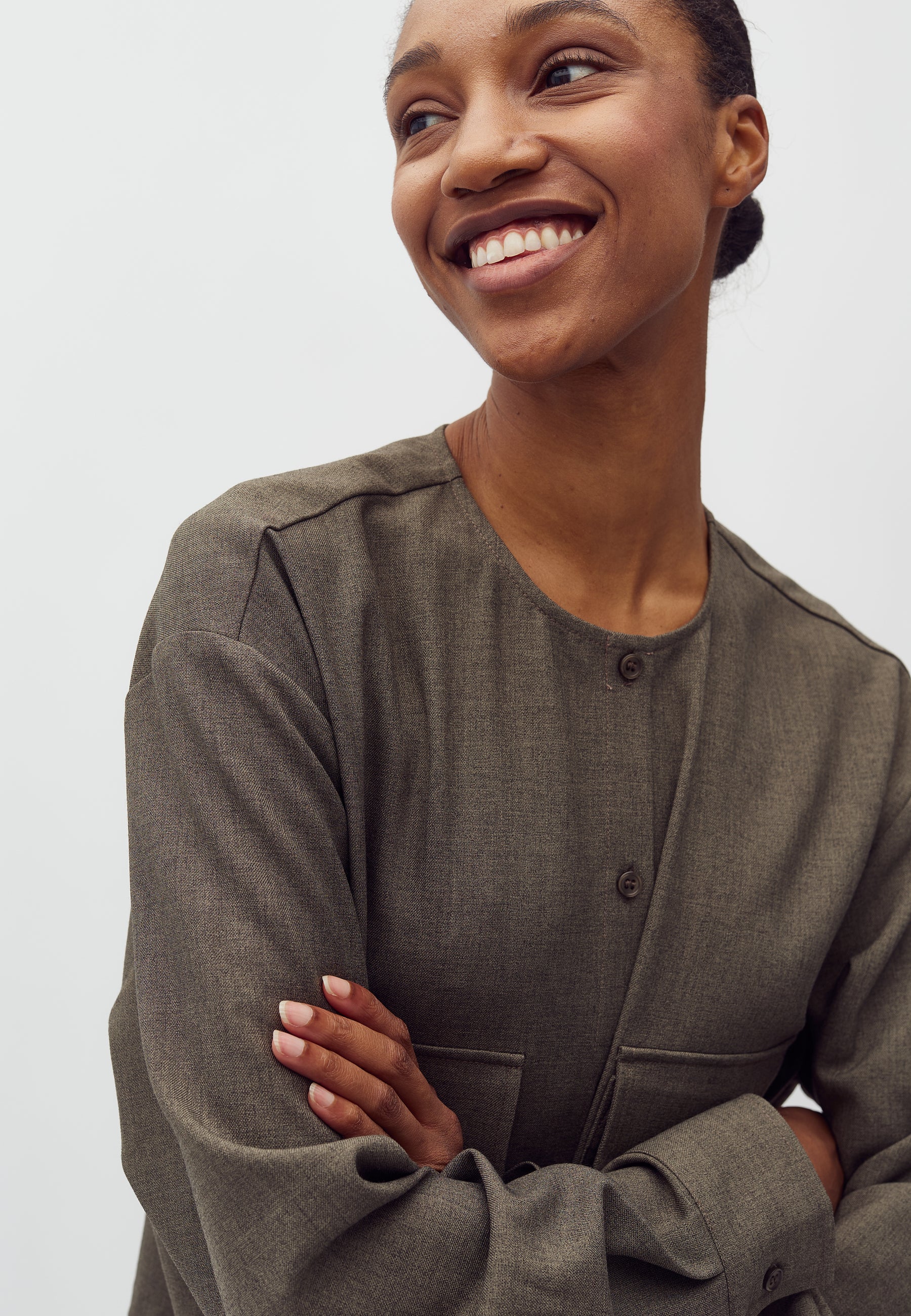 Lican-M Blouse - Deep Green Melange - Image 4