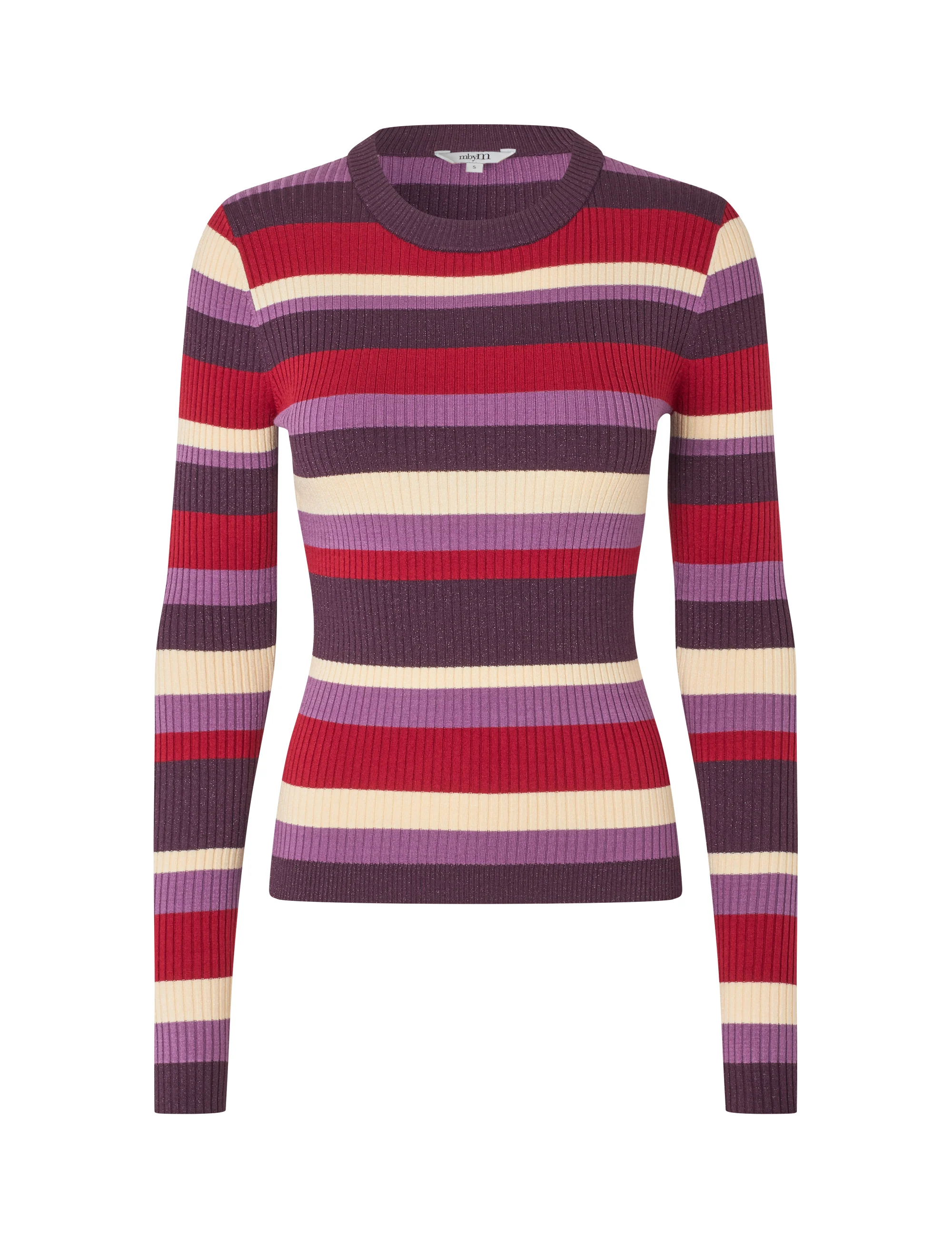 Minnie Rib-knit Blouse - Blackberry Wine Stripe - Image 3