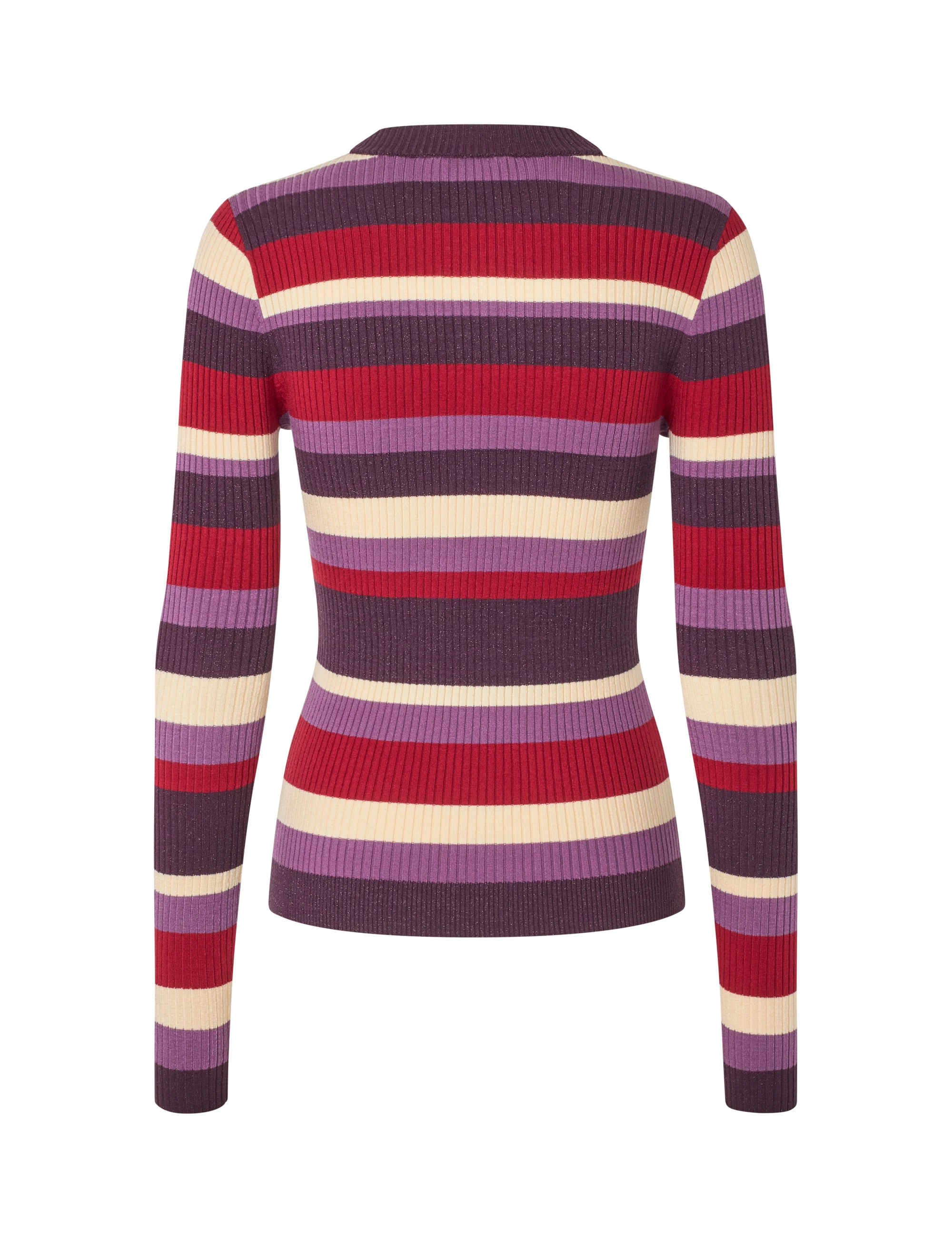 Minnie Rib-knit Blouse - Blackberry Wine Stripe - Image 4