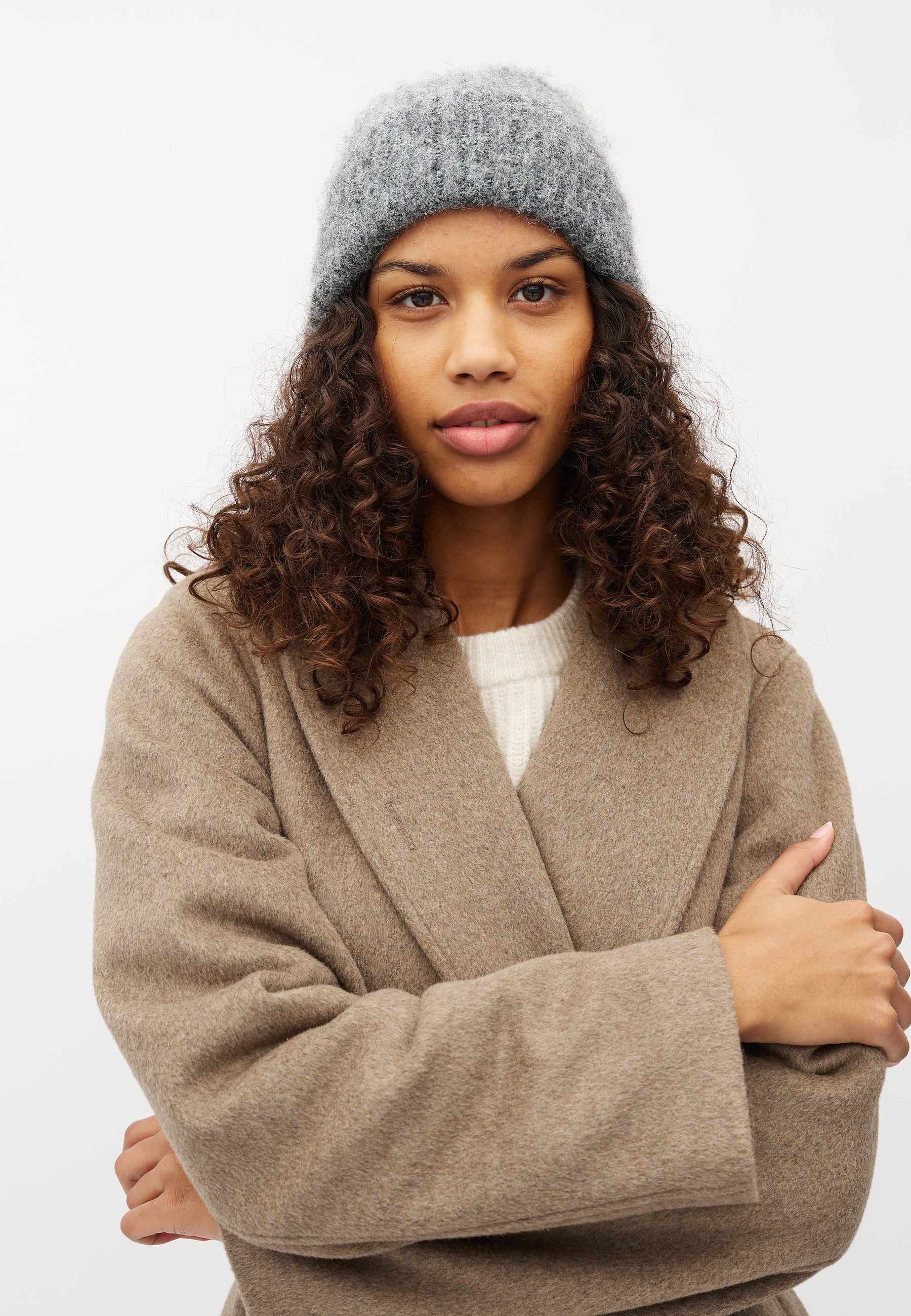 Muskan-M Knitted Hat - Medium Grey Melange