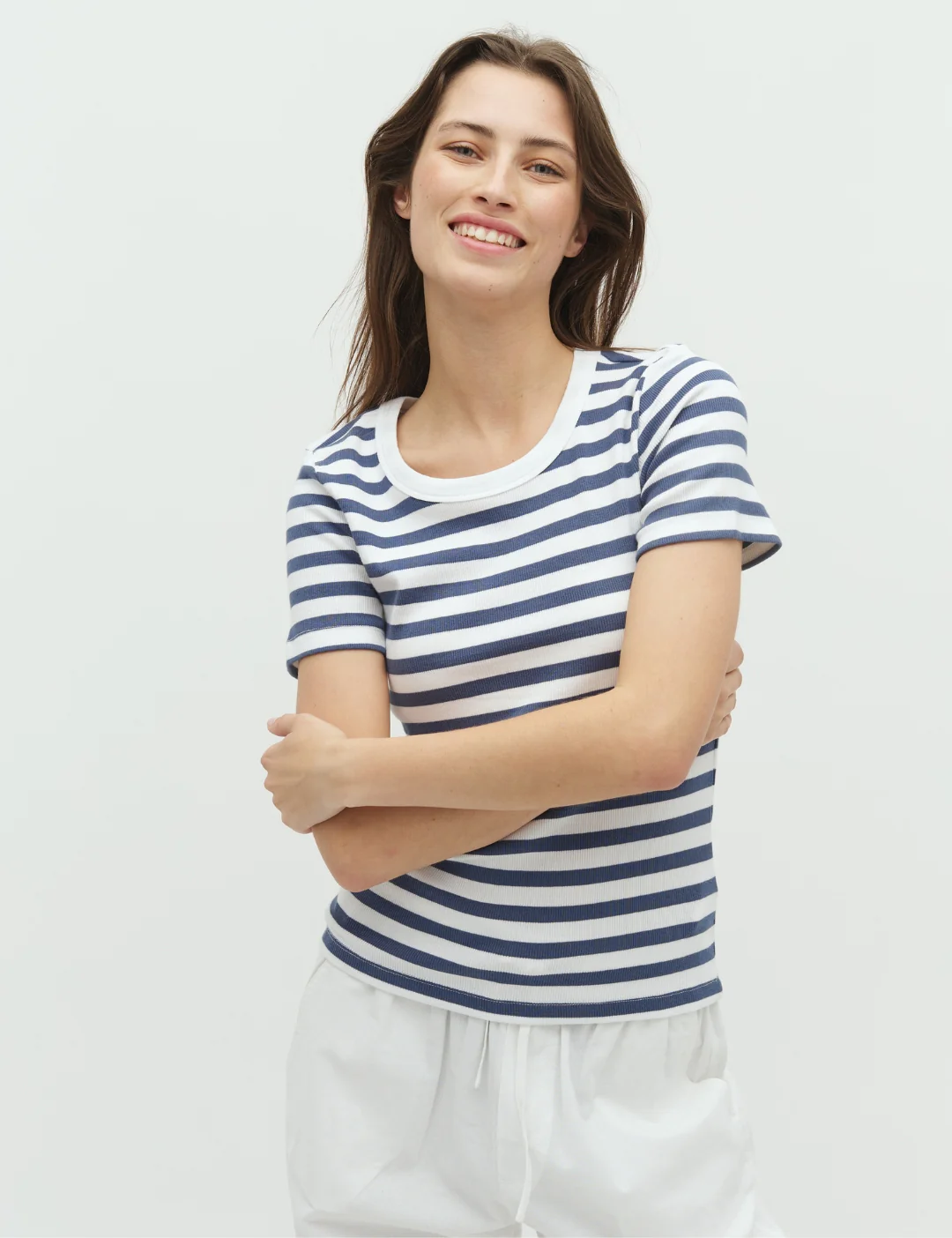 Otis-M T-shirt - White Indigo Stripe