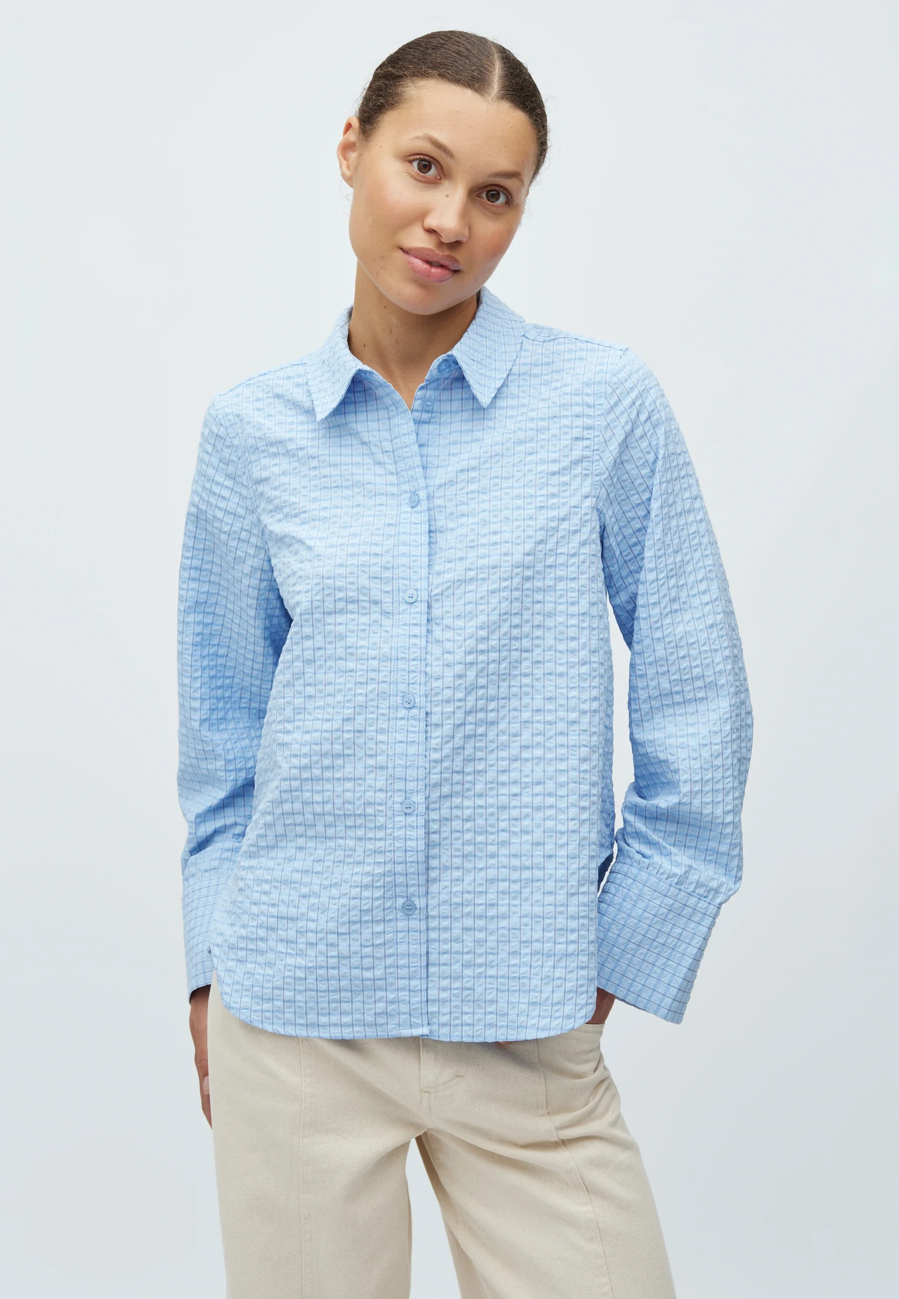 Phoebe-M Shirt - Light Blue Kiwa Check