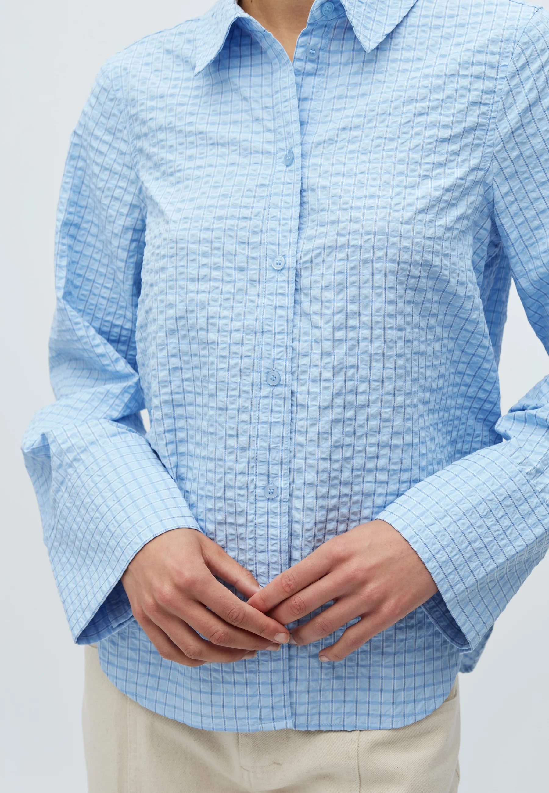 Phoebe-M Shirt - Light Blue Kiwa Check - Image 2