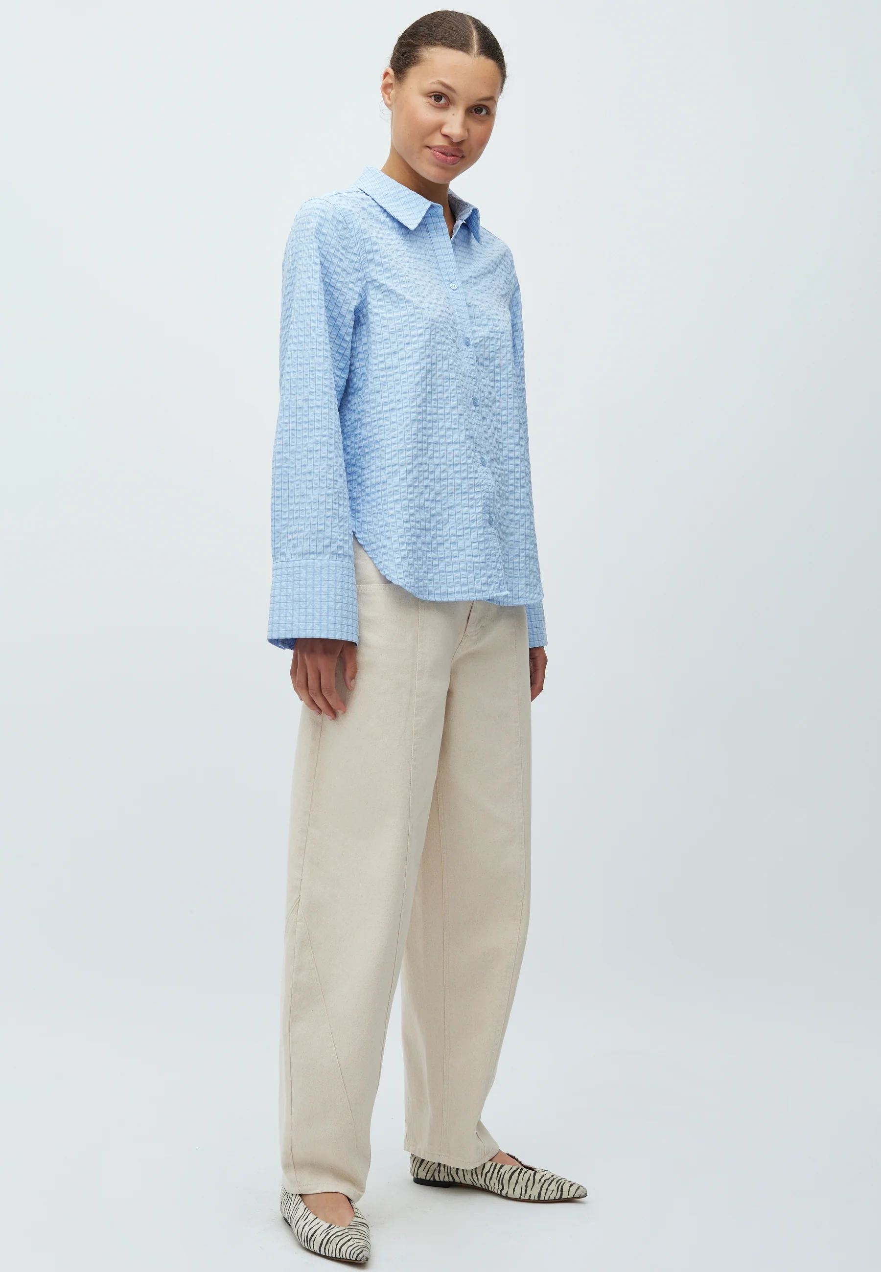 Phoebe-M Shirt - Light Blue Kiwa Check - Image 4