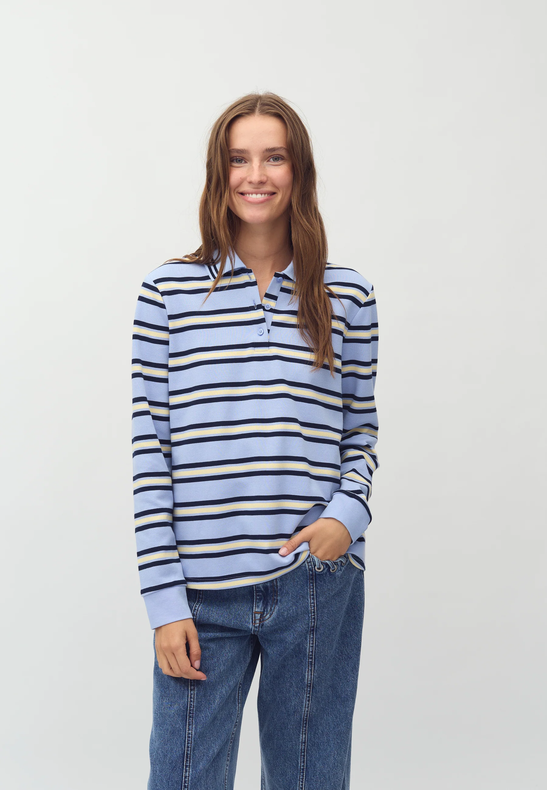 Polla-M Polo Shirt - Cool Blue Stripe - Image 2