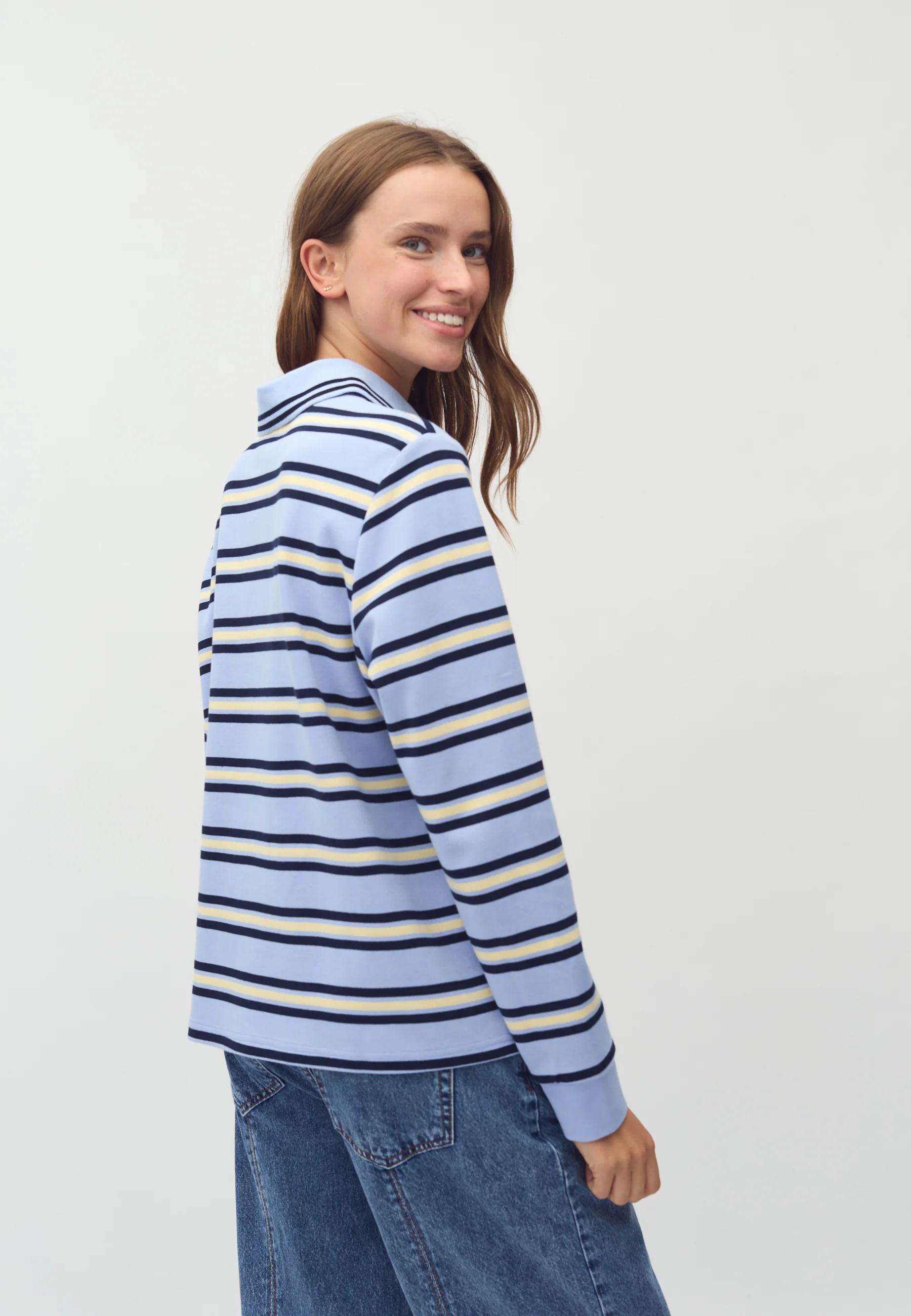 Polla-M Polo Shirt - Cool Blue Stripe - Image 3