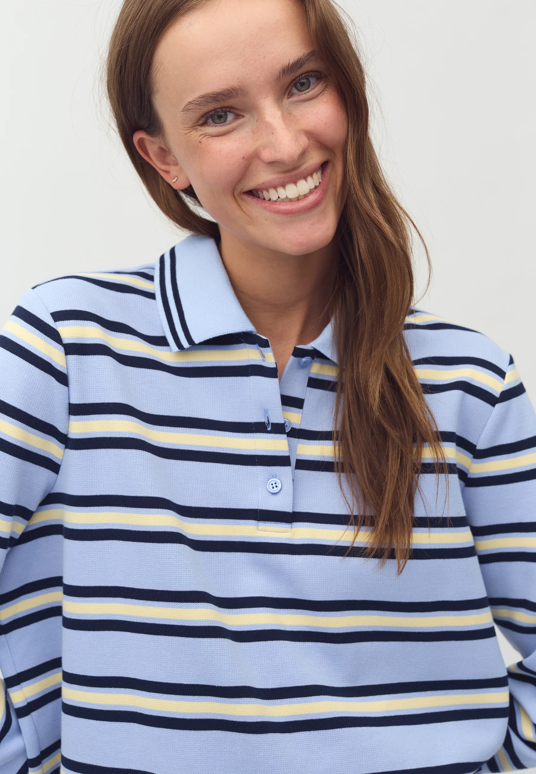 Polla-M Polo Shirt - Cool Blue Stripe - Image 4
