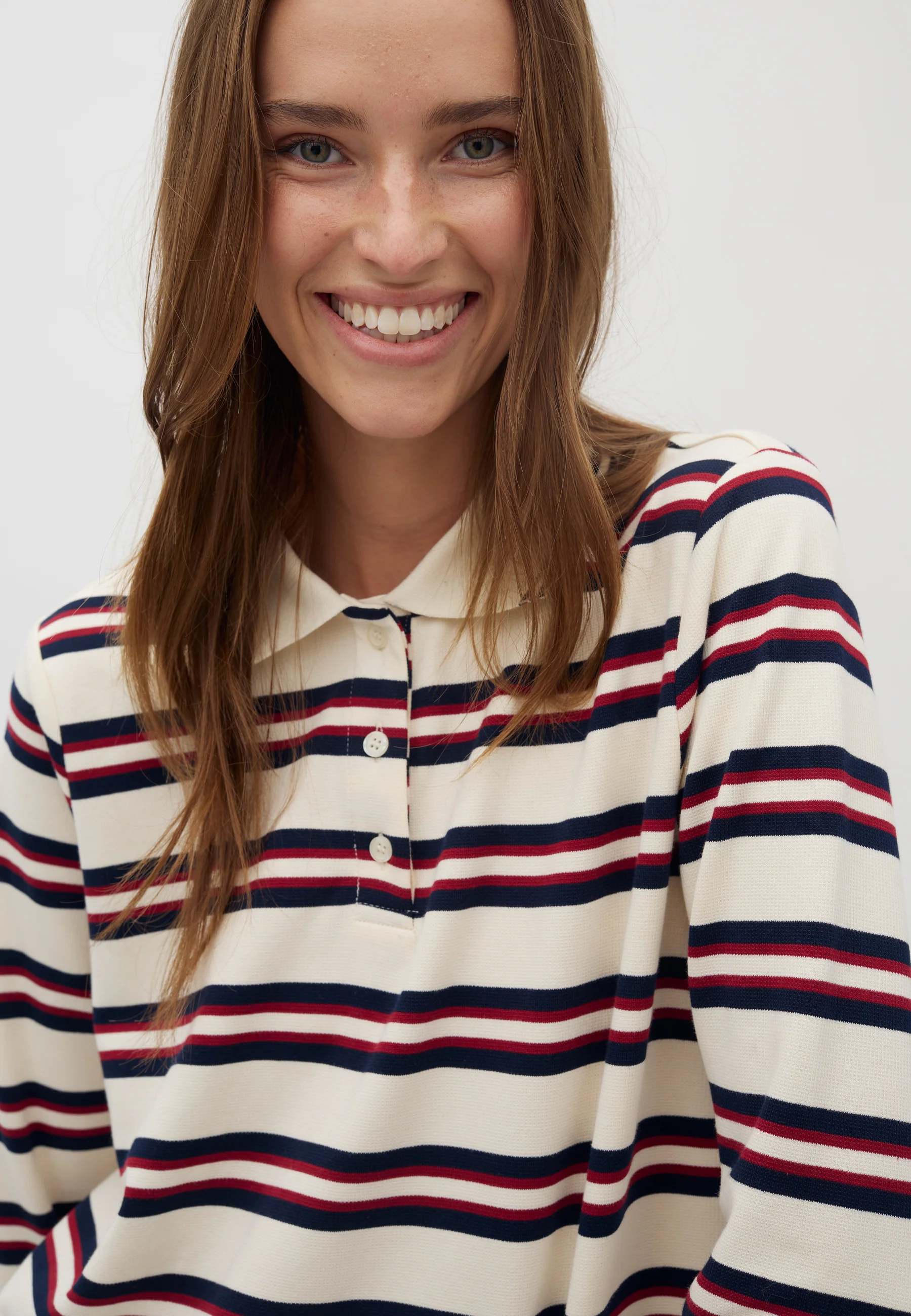 Polla-M Polo Shirt - Navy Bordeaux Stripe - Image 3