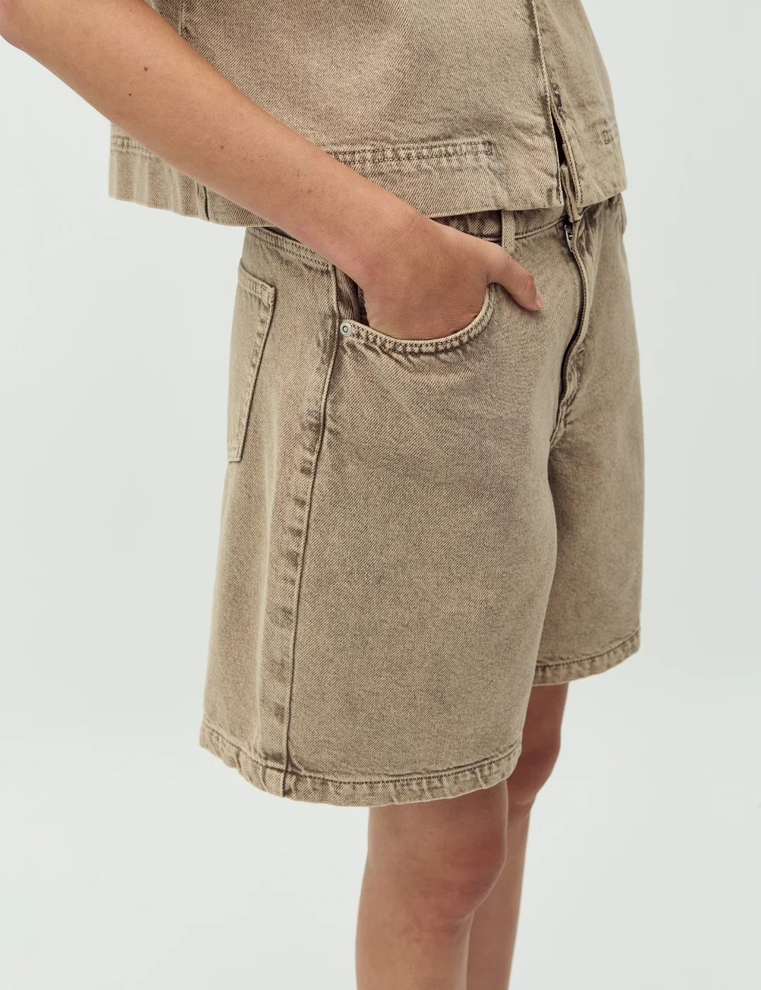 Sanira-M Shorts - Beige Washed Denim - Image 3