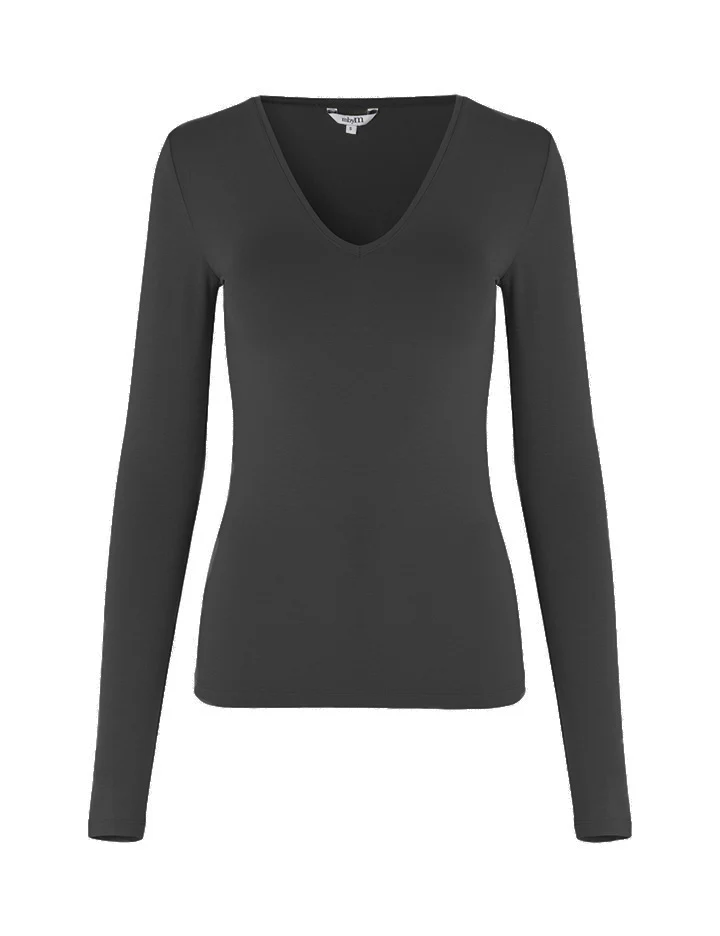 Vanna Basic Top - Dark Grey Melange